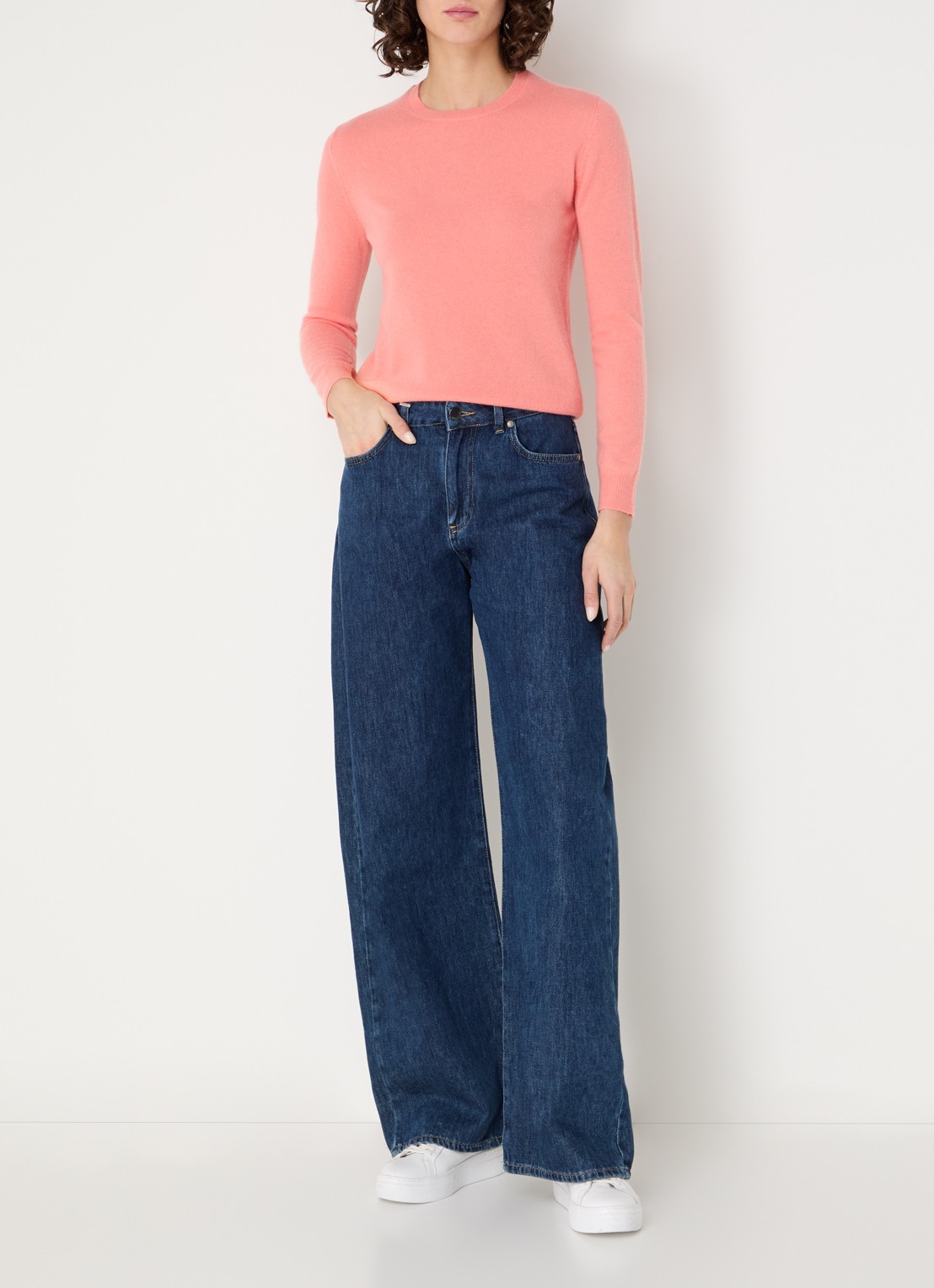 Benetton Fijngebreide pullover van merino wol - voorkant 2 abrikoos