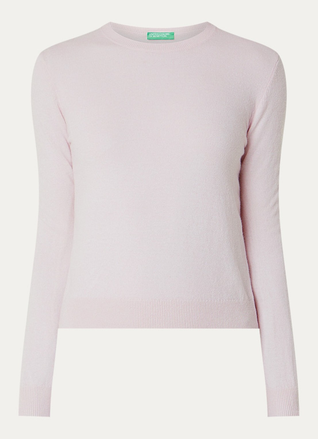Benetton Fijngebreide pullover van merino wol - voorkant 2 lichtroze 189