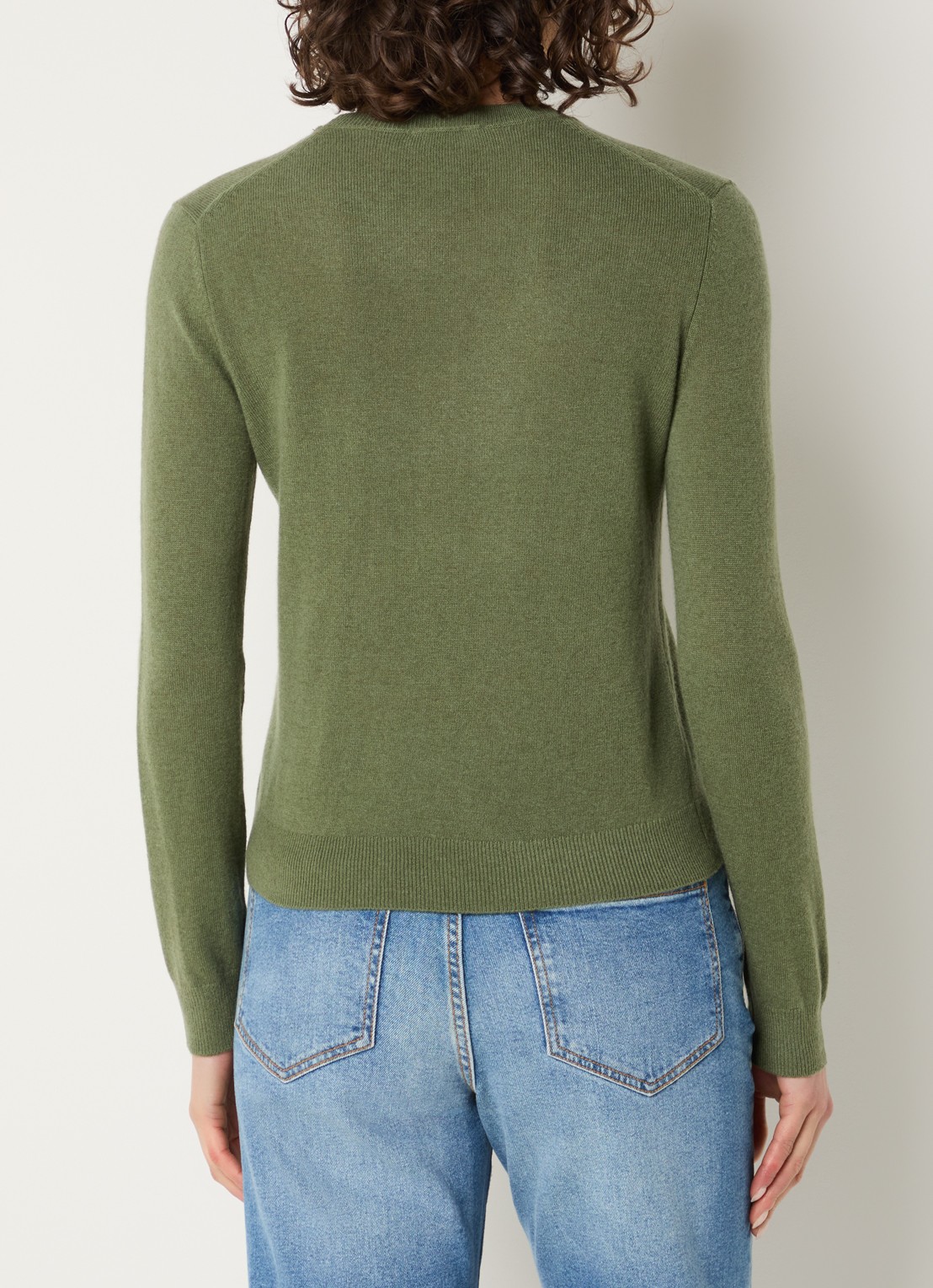 Benetton Fijngebreide pullover van merino wol - achterkant mosgroen