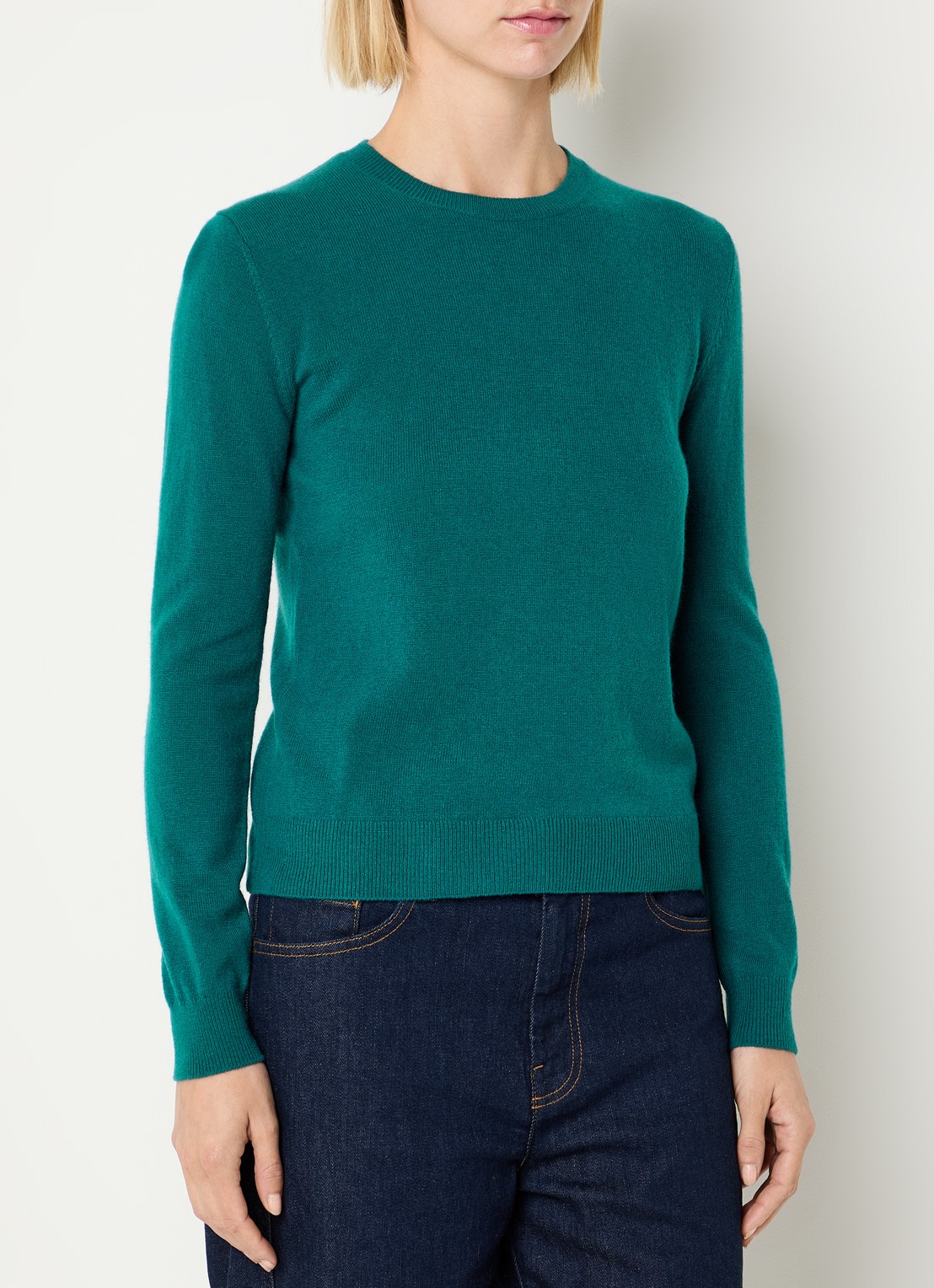 Benetton Fijngebreide pullover van merino wol - detail donkerblauw