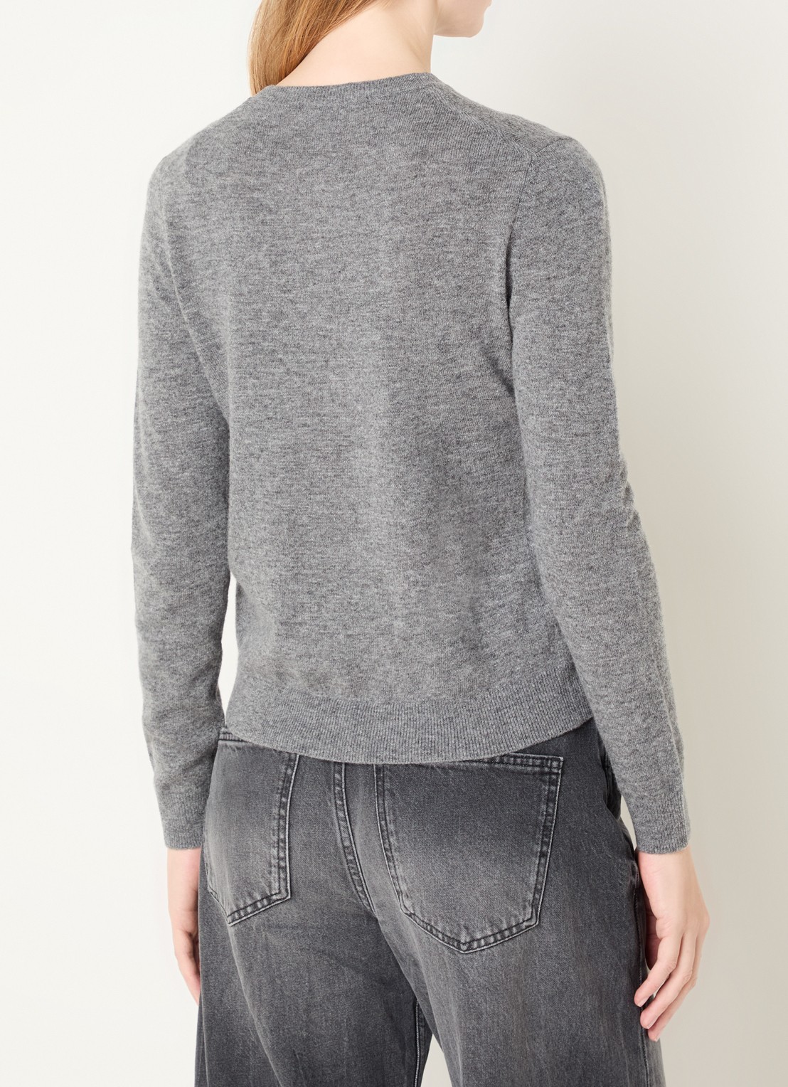 Benetton Fijngebreide pullover van merino wol - achterkant middengrijs