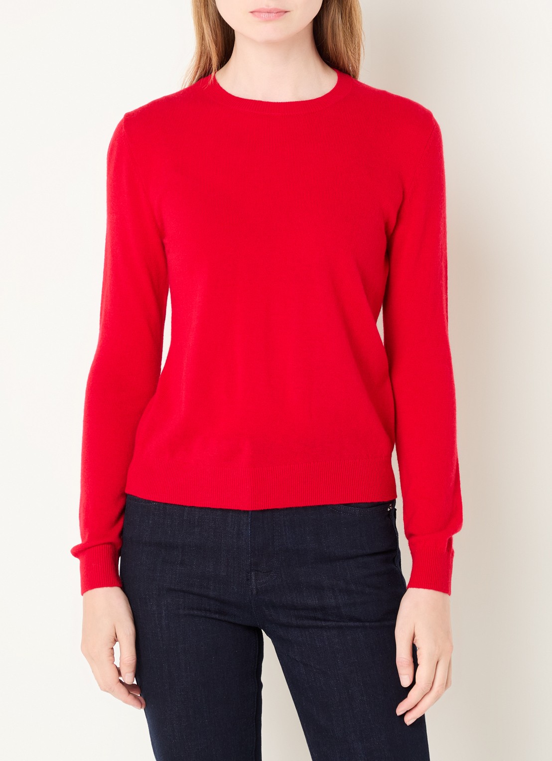 Benetton Fijngebreide pullover van merino wol - detail rood