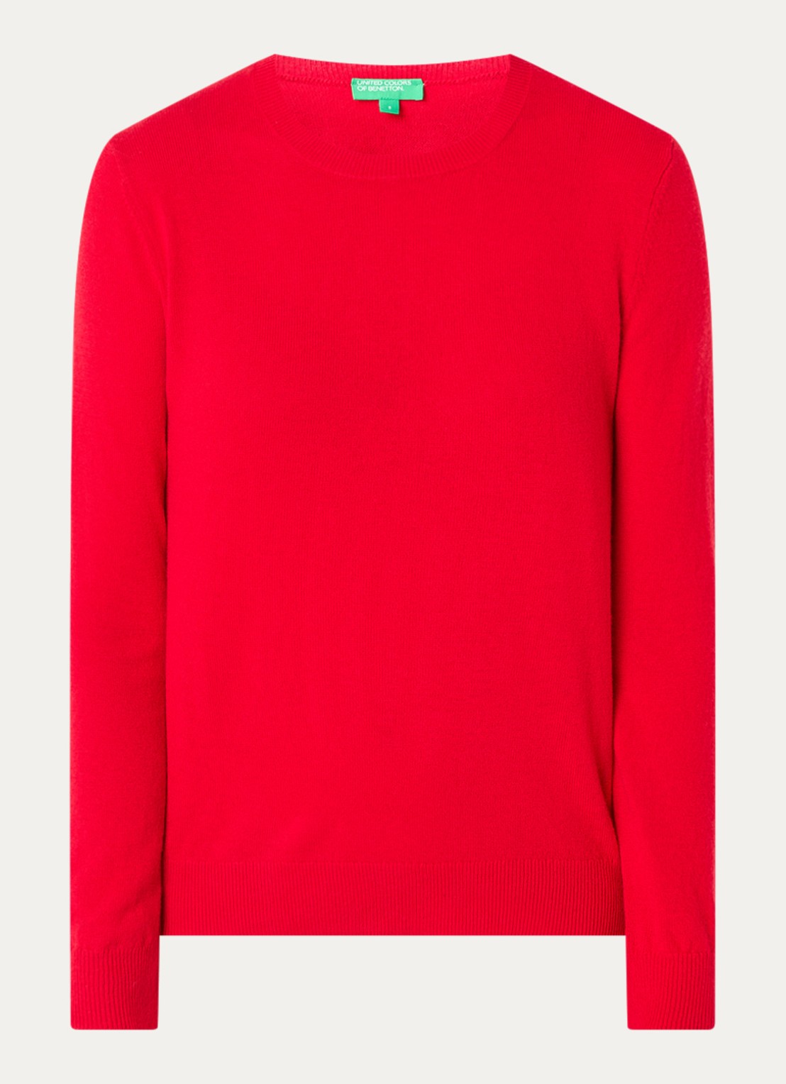 Benetton Fijngebreide pullover van merino wol - voorkant 3 rood