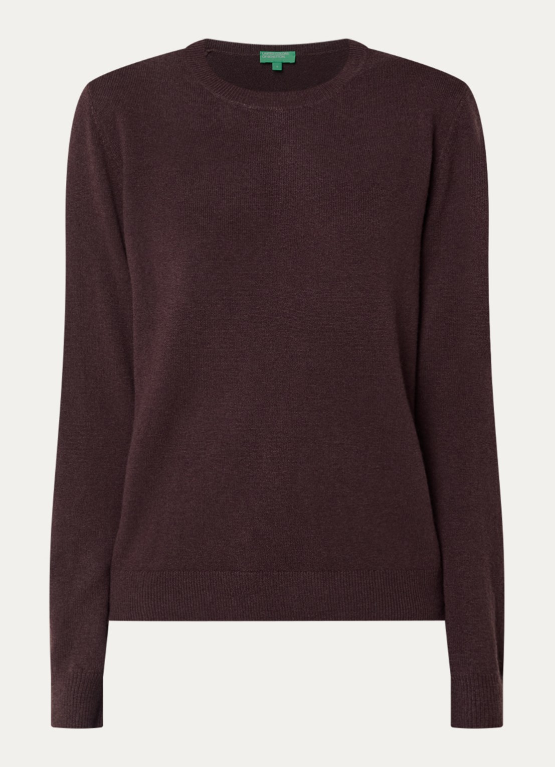 Benetton Fijngebreide pullover van merino wol - voorkant 2 bruin