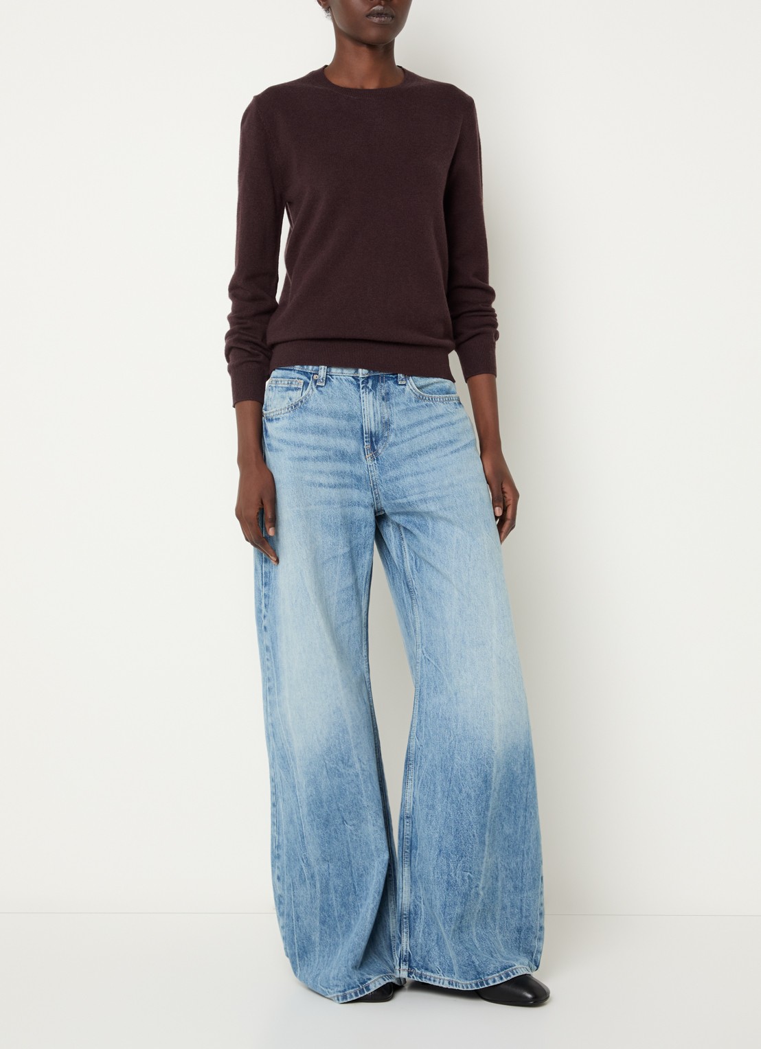 Benetton Fijngebreide pullover van merino wol - voorkant 3 bruin