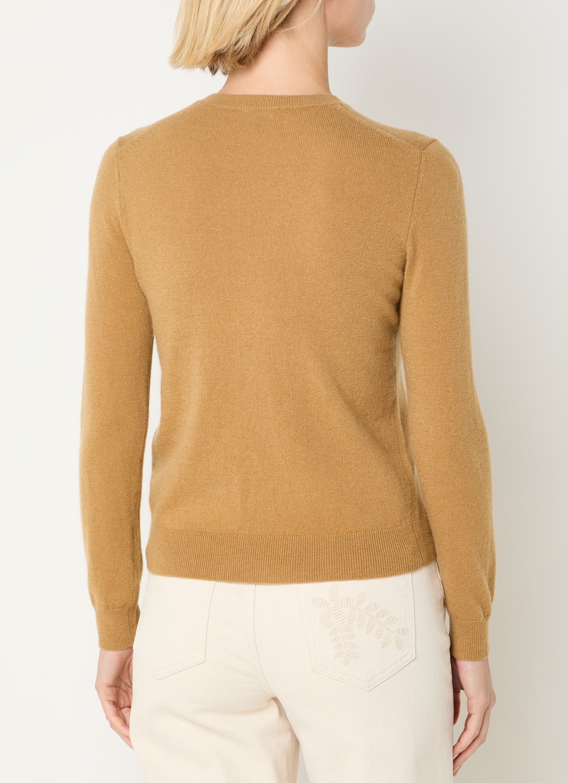 Benetton Fijngebreide pullover van merino wol - achterkant 2 camel