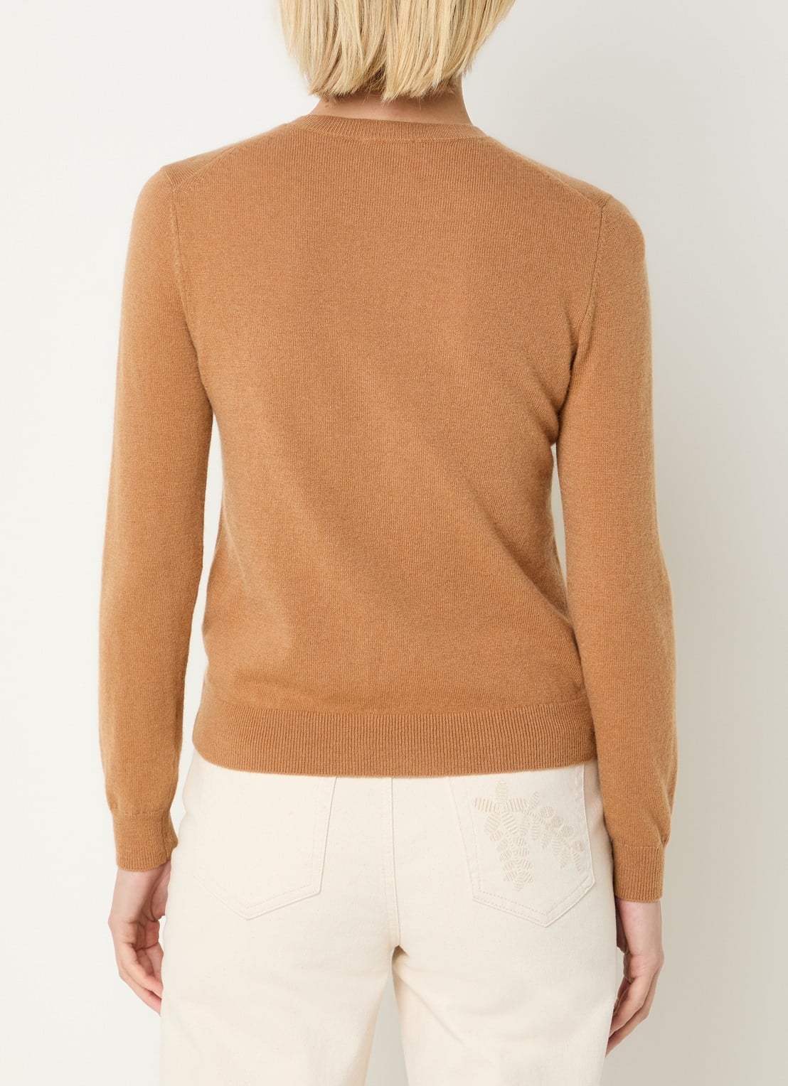 Benetton Fijngebreide pullover van merino wol - achterkant 5 camel