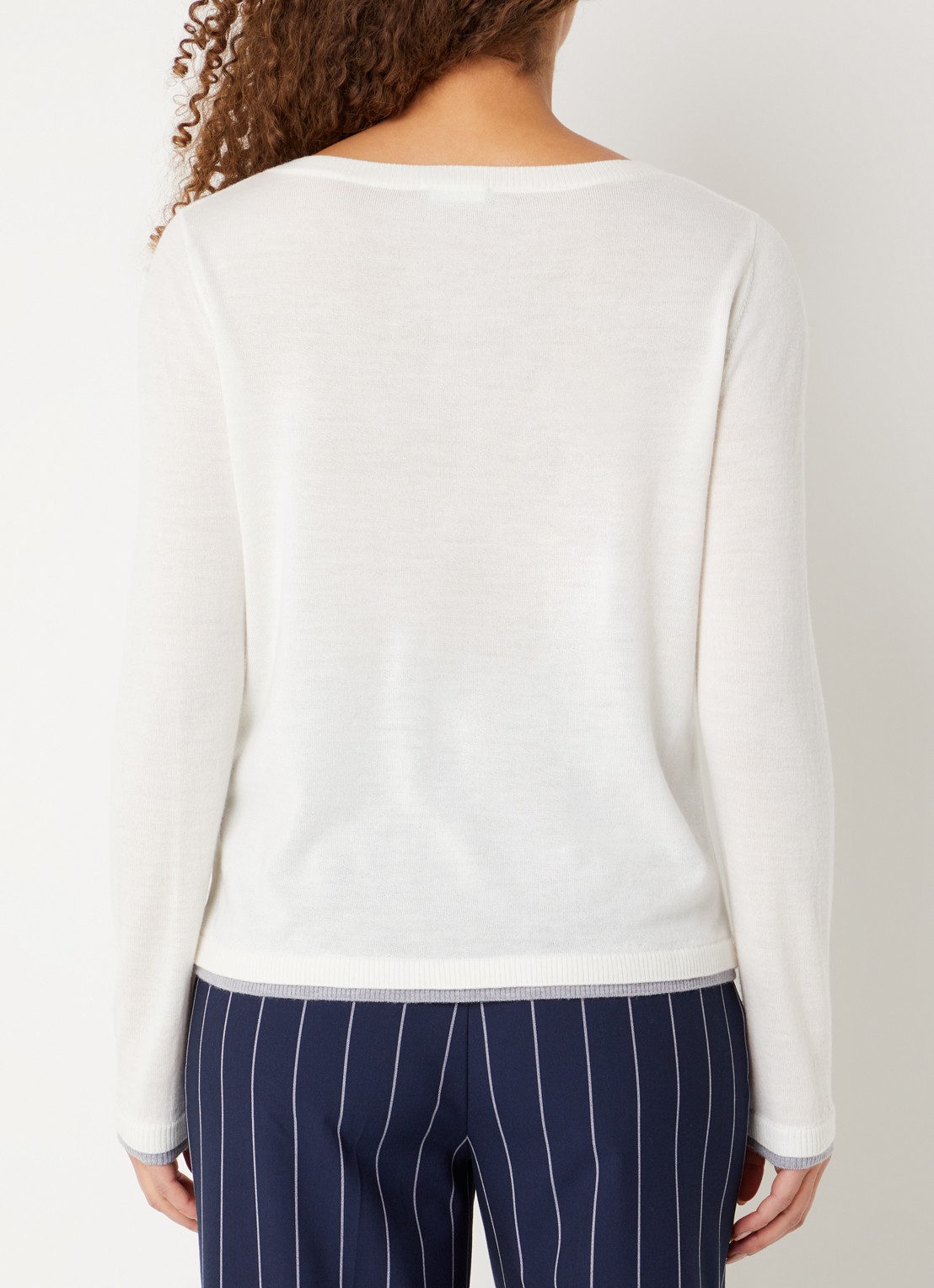Benetton Fijngebreide pullover van scheerwol - achterkant creme