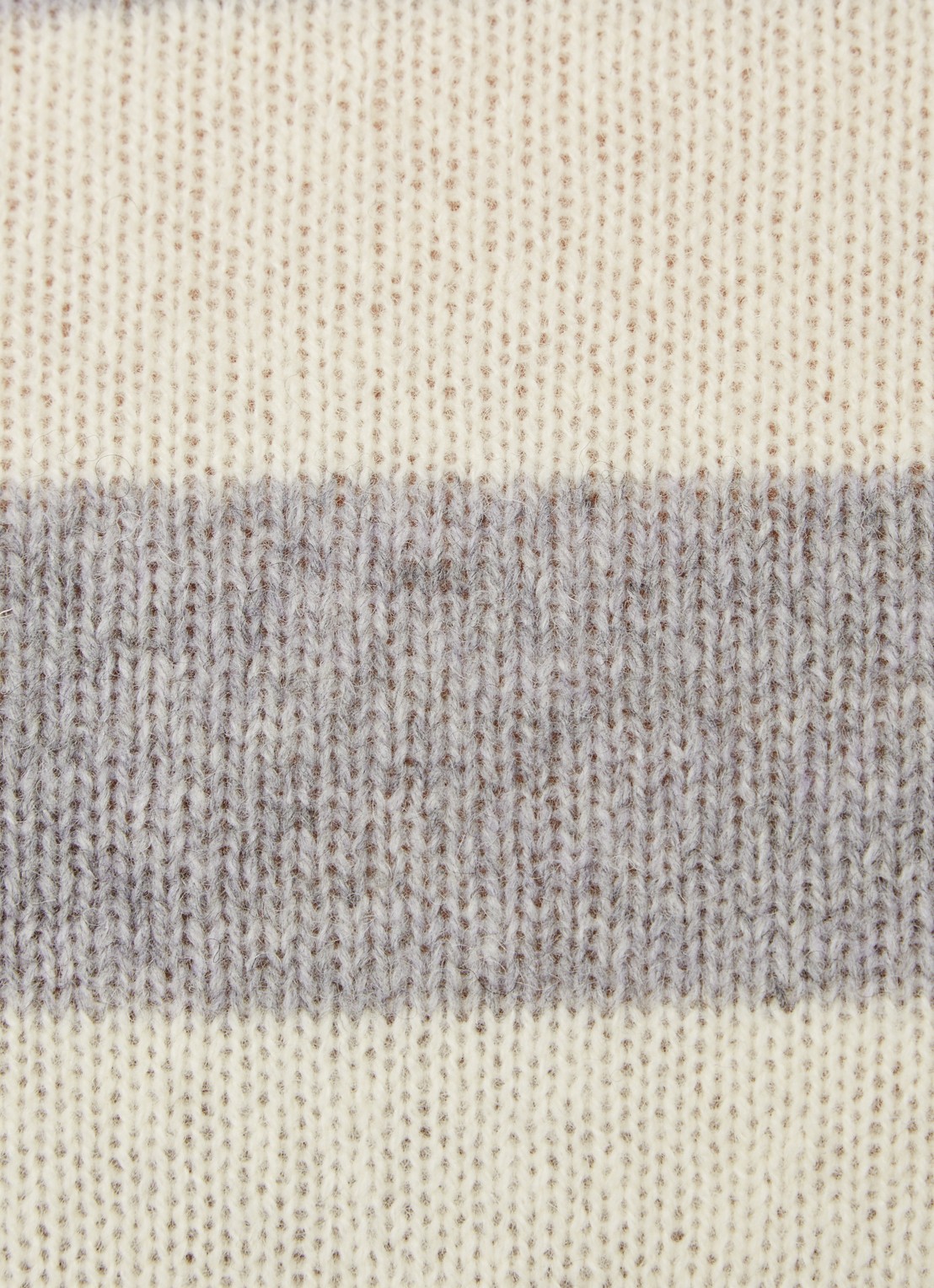 Benetton Fijngebreide pullover van wol met streepprint - detail 5 lichtgrijs