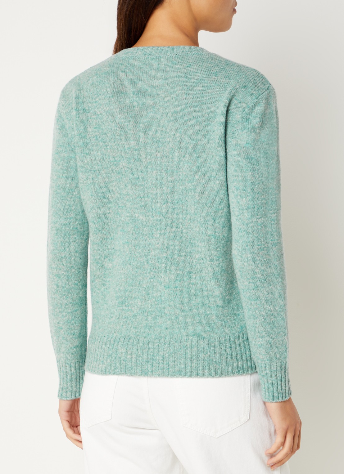Benetton Fijngebreide pullover van wol - achterkant 3 turquoise