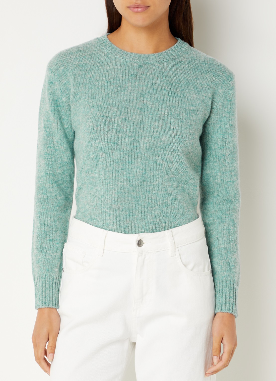 Benetton Fijngebreide pullover van wol - detail 4 turquoise