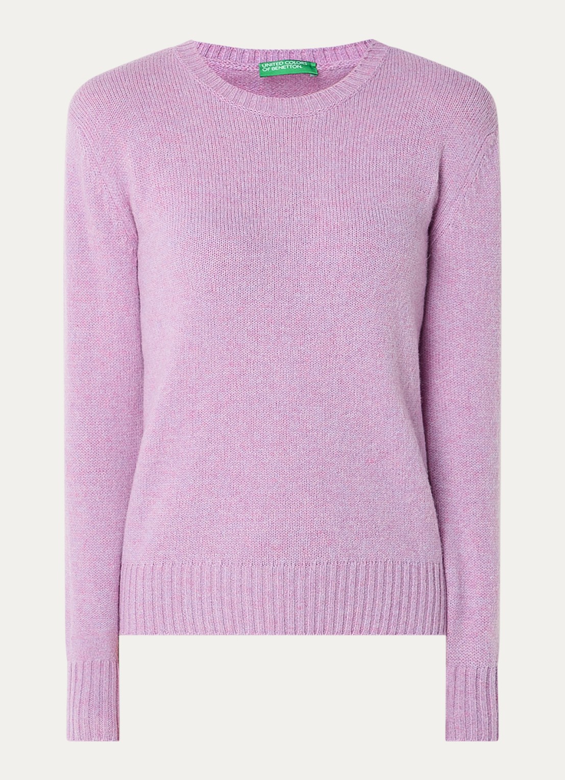 Benetton Fijngebreide pullover van wol - voorkant 3 lila
