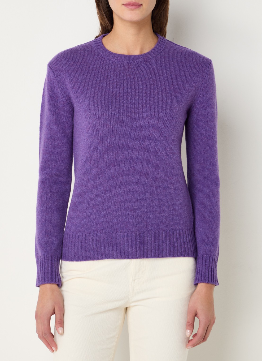 Benetton Fijngebreide pullover van wol - detail paars