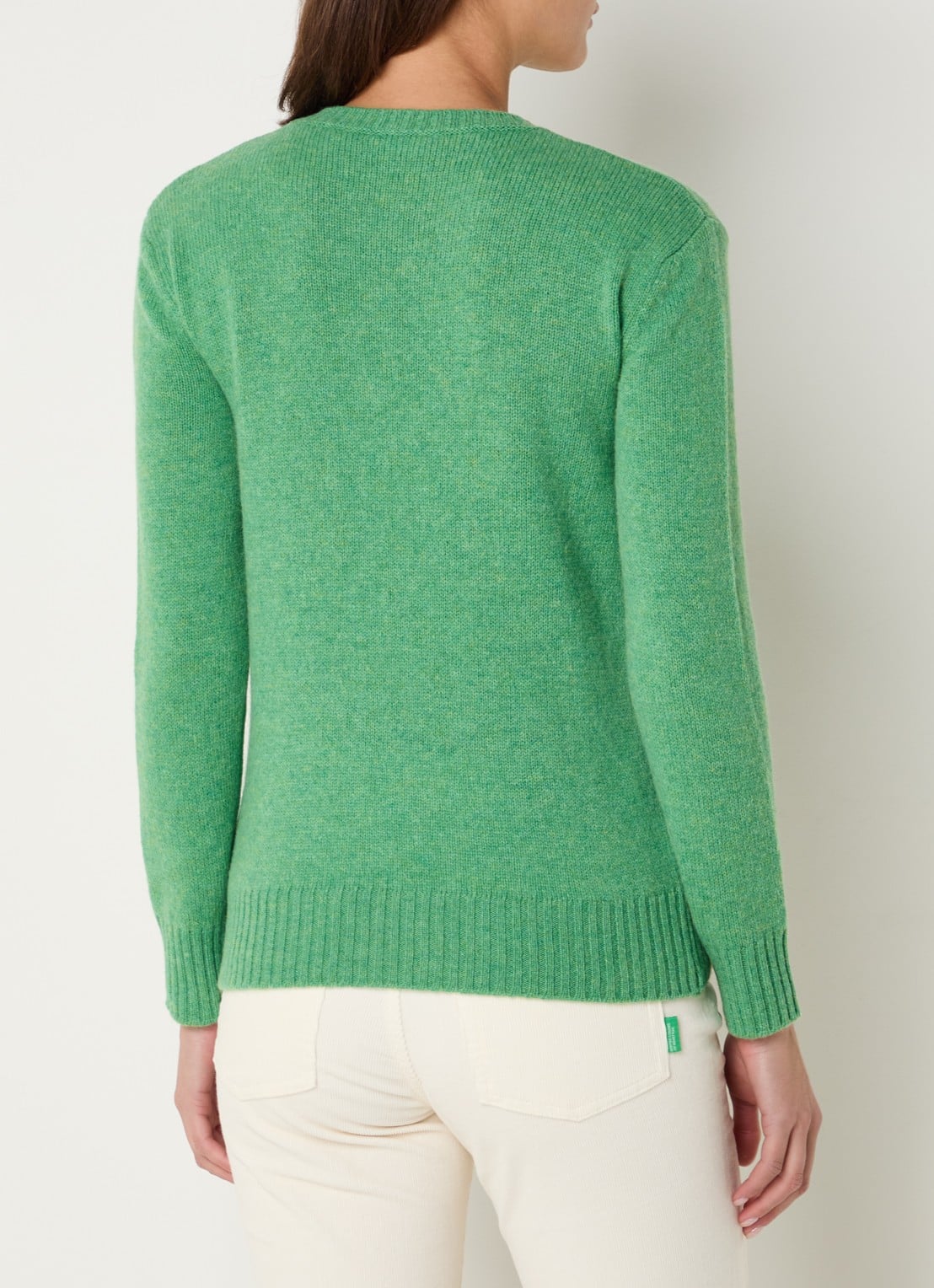 Benetton Fijngebreide pullover van wol - achterkant groen