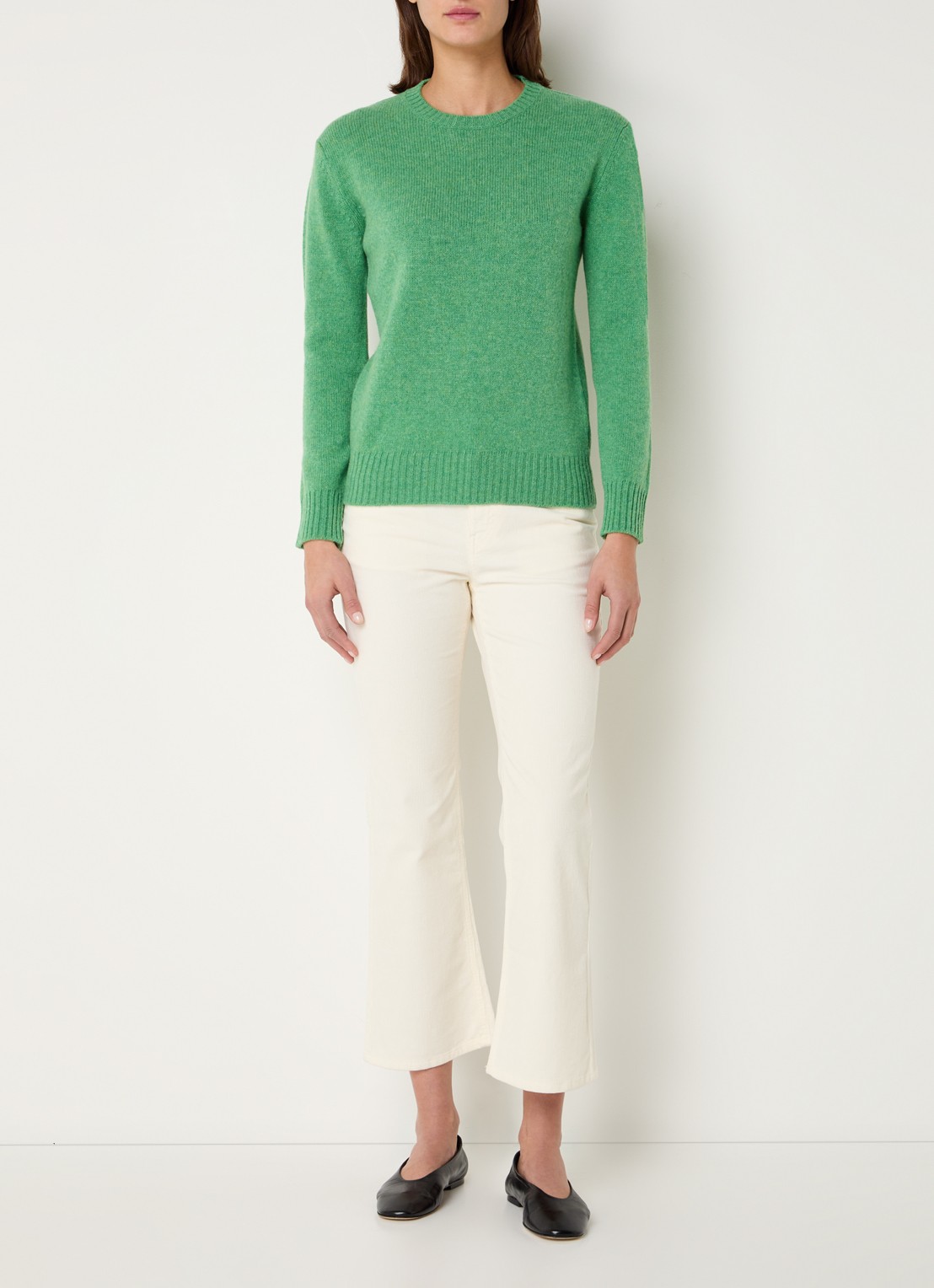 Benetton Fijngebreide pullover van wol - voorkant 3 groen