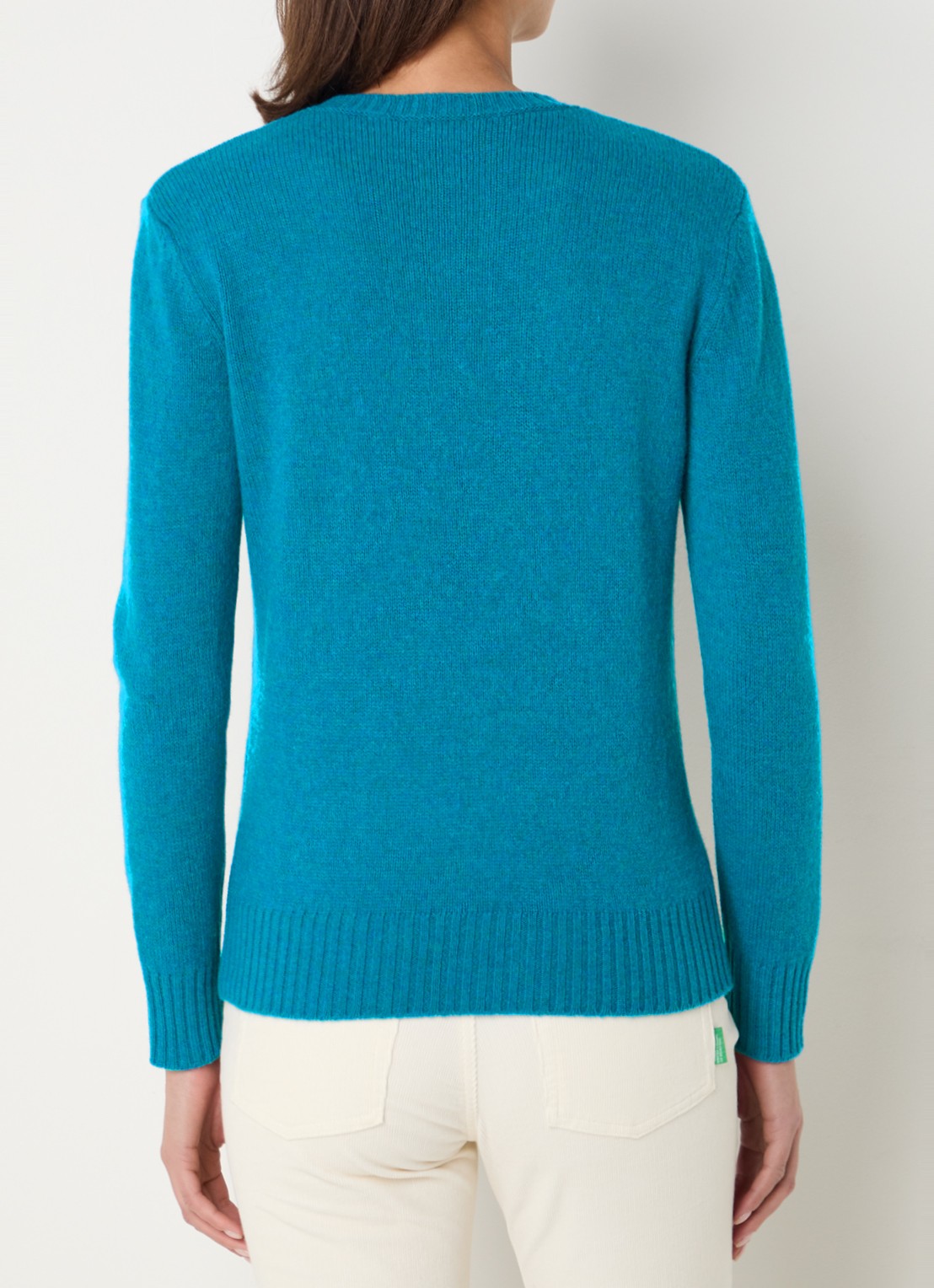 Benetton Fijngebreide pullover van wol - achterkant 3 blauw