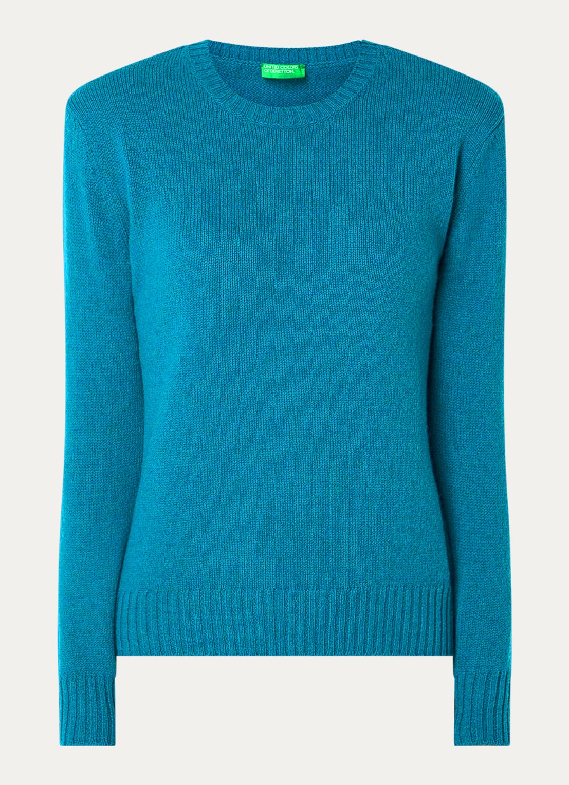 Benetton Fijngebreide pullover van wol - voorkant blauw