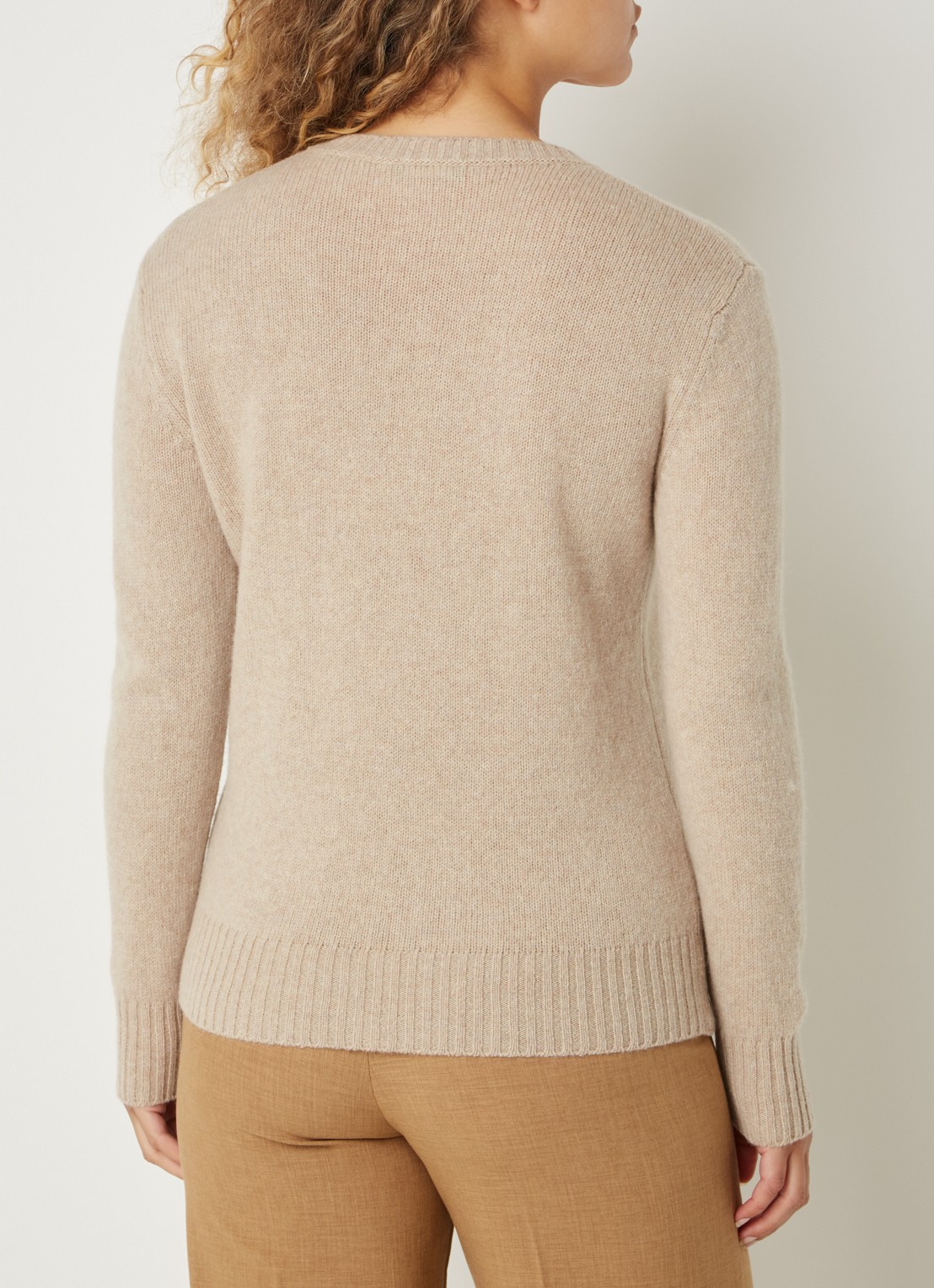 Benetton Fijngebreide pullover van wol - achterkant 4 camel