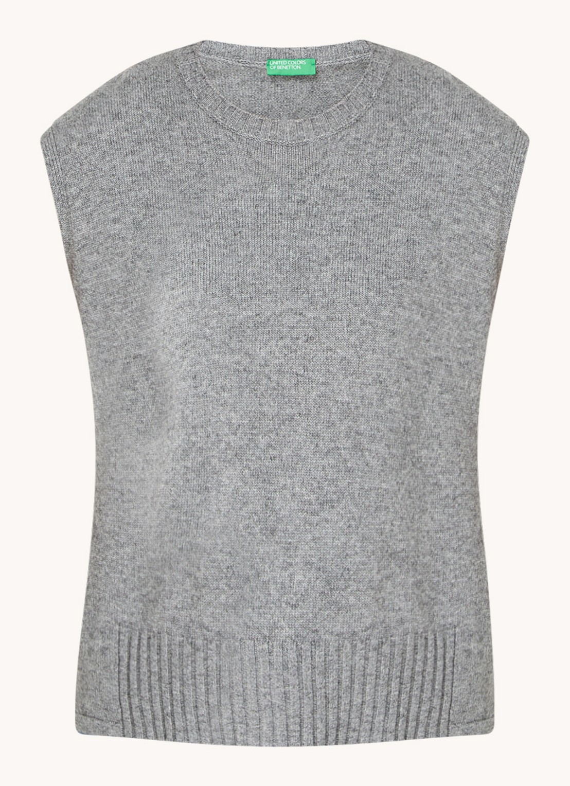 Benetton Fijngebreide spencer in wolblend met stretch - voorkant 2 grijs
