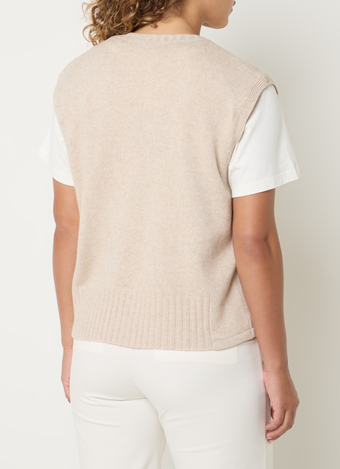 Benetton Fijngebreide spencer in wolblend met stretch - achterkant 3 zand