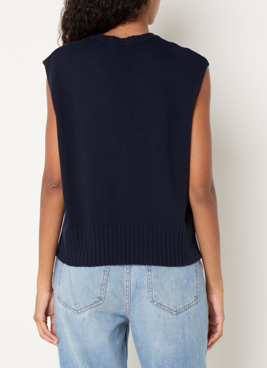 Benetton Fijngebreide spencer in wolblend met stretch - achterkant 4 donkerblauw