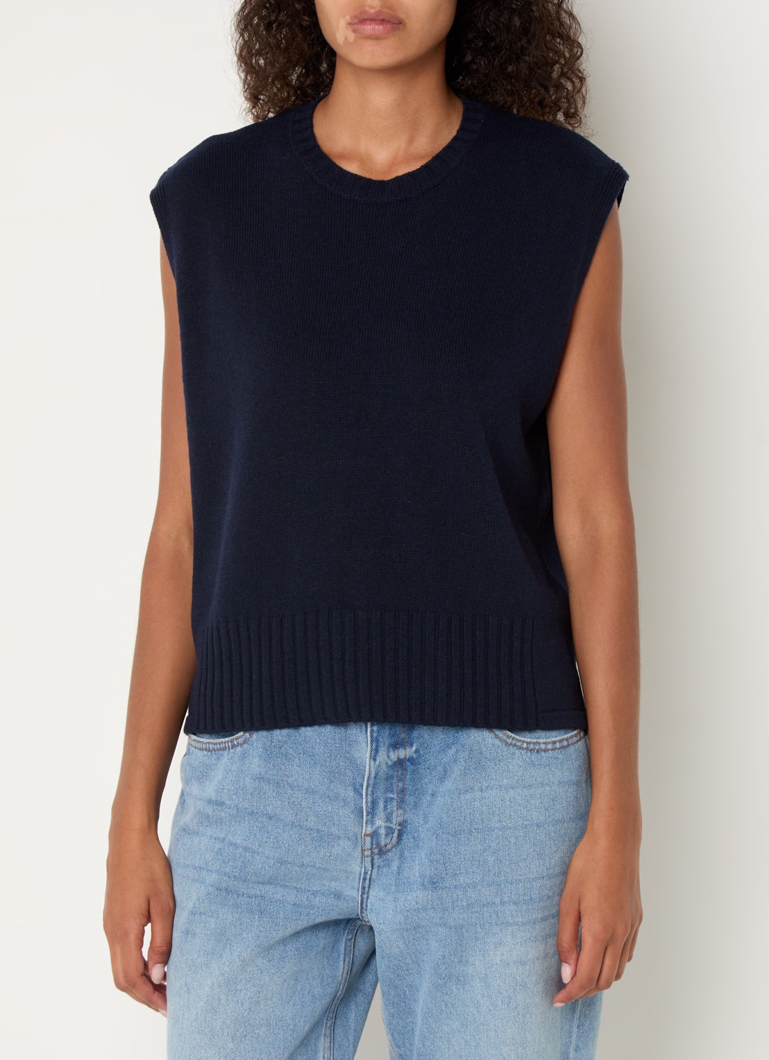 Benetton Fijngebreide spencer in wolblend met stretch - detail 3 donkerblauw