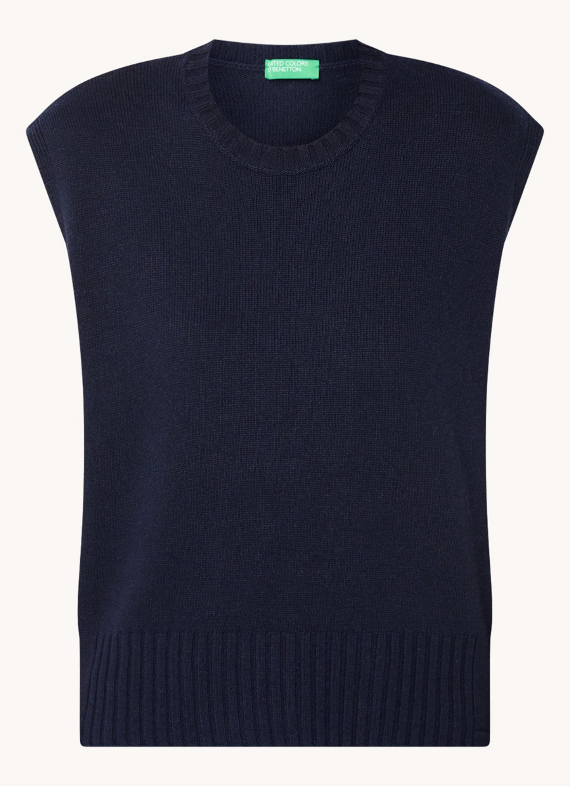 Benetton Fijngebreide spencer in wolblend met stretch - voorkant donkerblauw