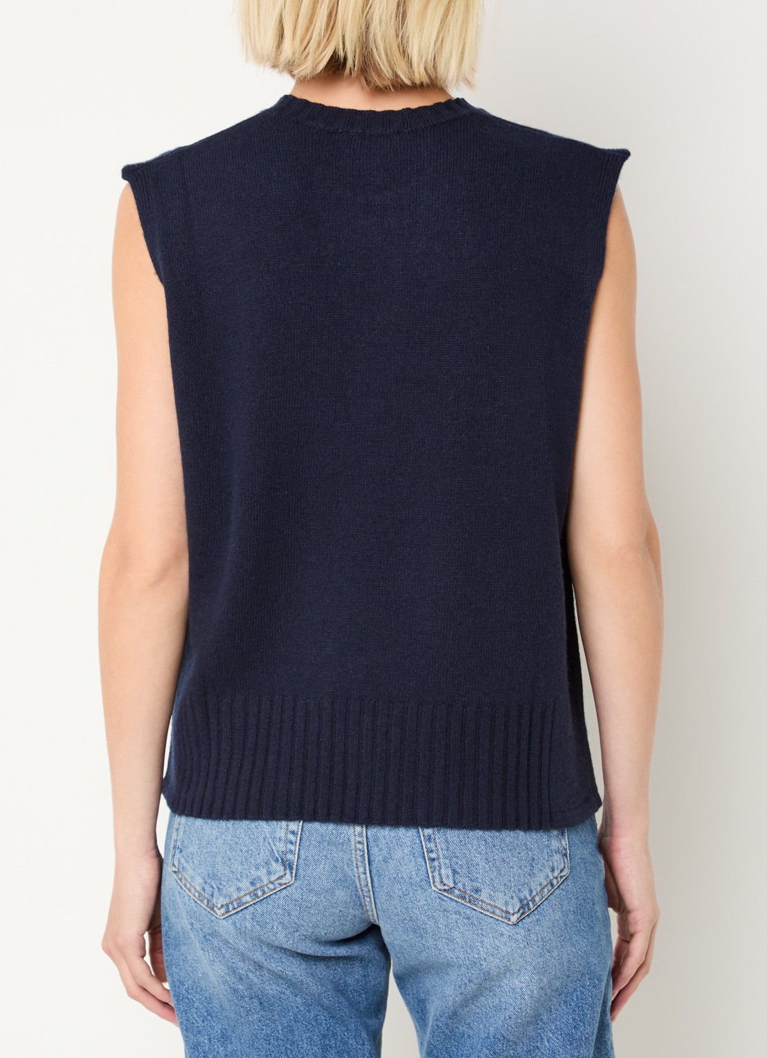 Benetton Fijngebreide spencer in wolblend met stretch - achterkant 3 royalblauw