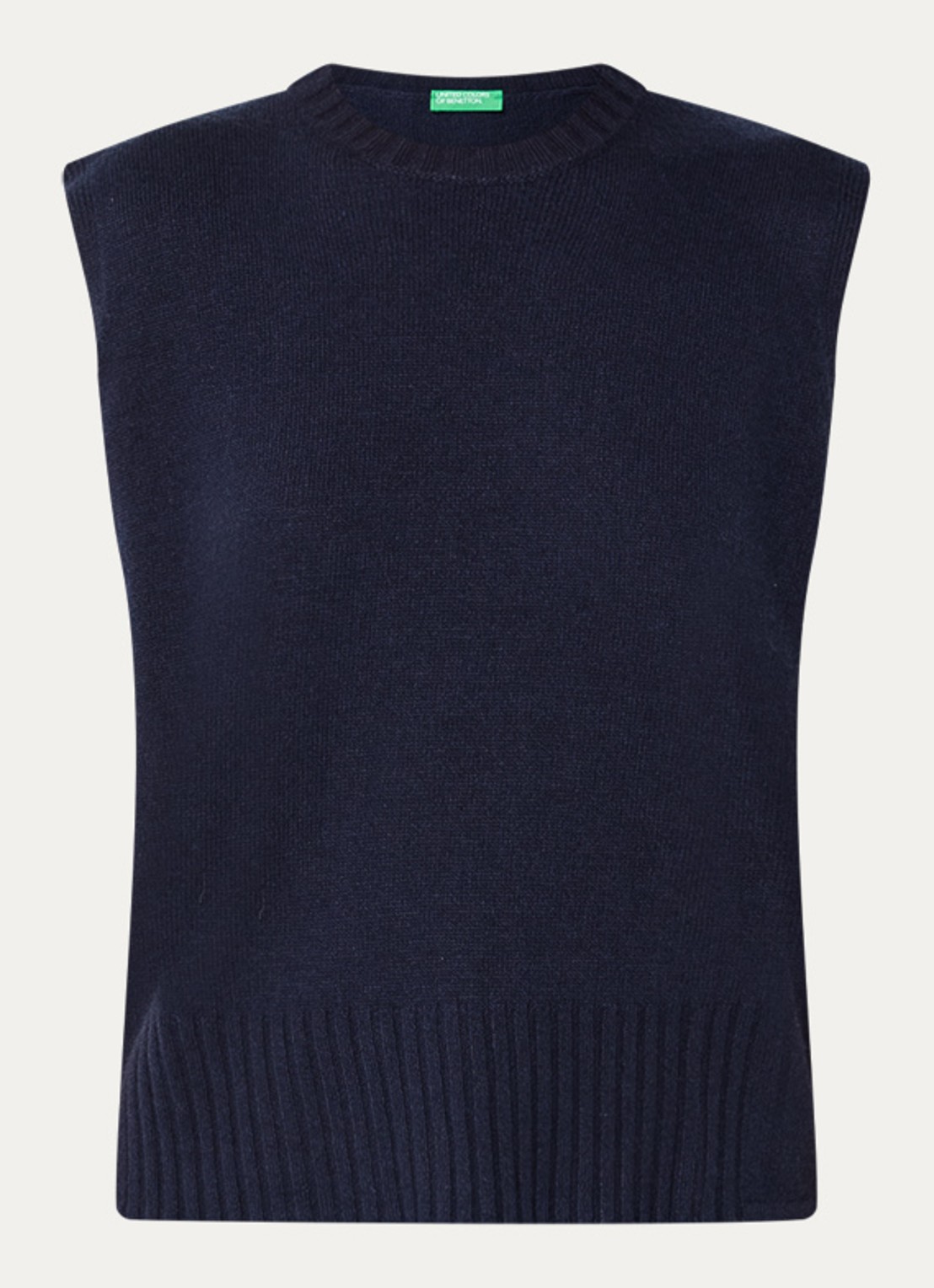 Benetton Fijngebreide spencer in wolblend met stretch - voorkant royalblauw