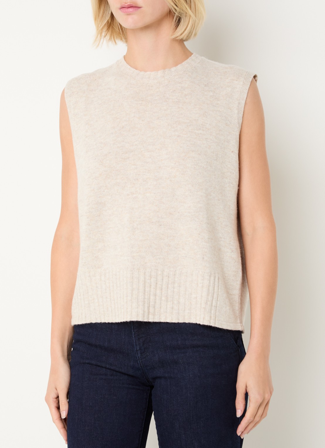 Benetton Fijngebreide spencer in wolblend met stretch - detail creme