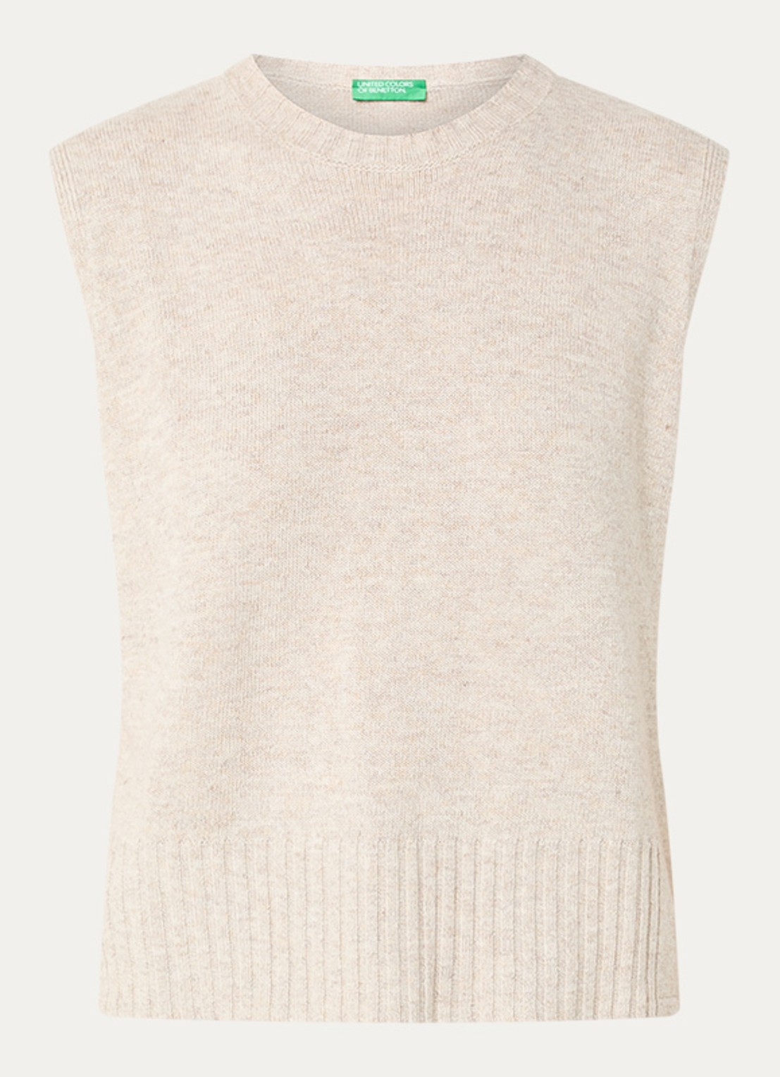 Benetton Fijngebreide spencer in wolblend met stretch - voorkant 2 creme