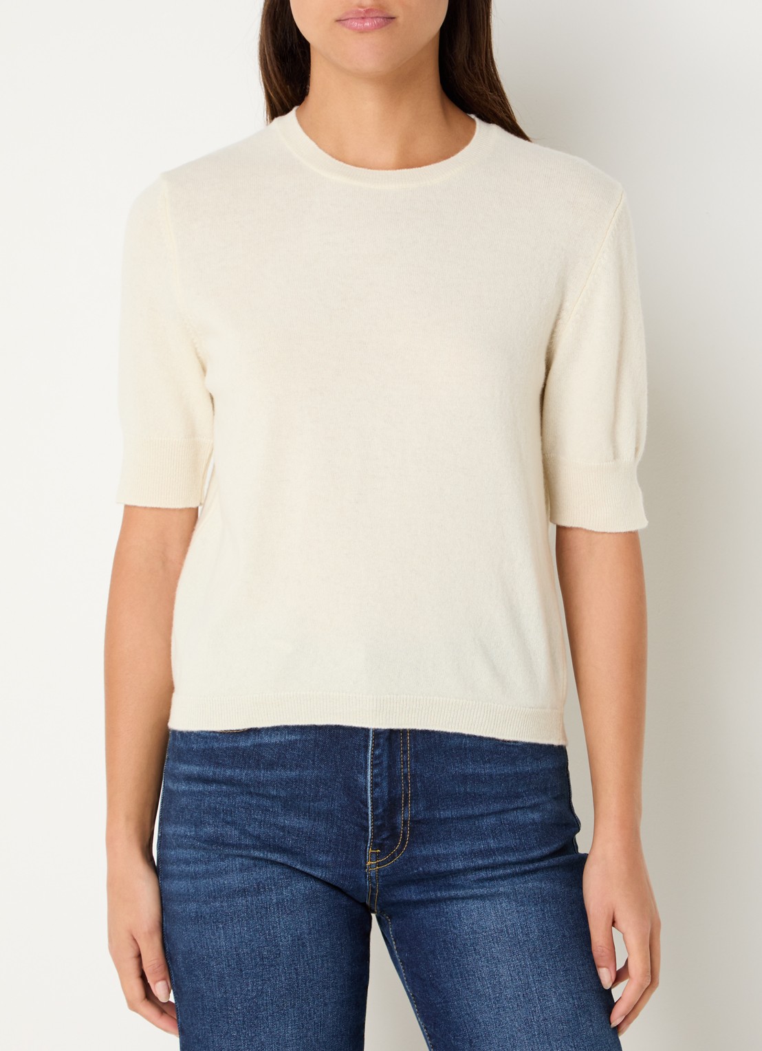 Benetton Fijngebreide top van scheerwol - detail 4 creme