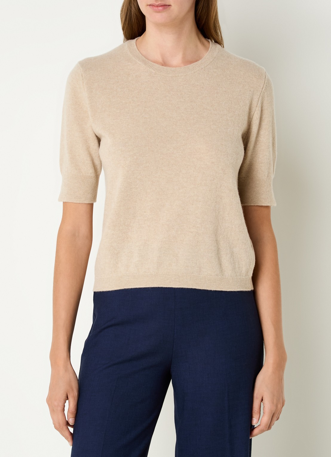 Benetton Fijngebreide top van scheerwol - detail 4 camel