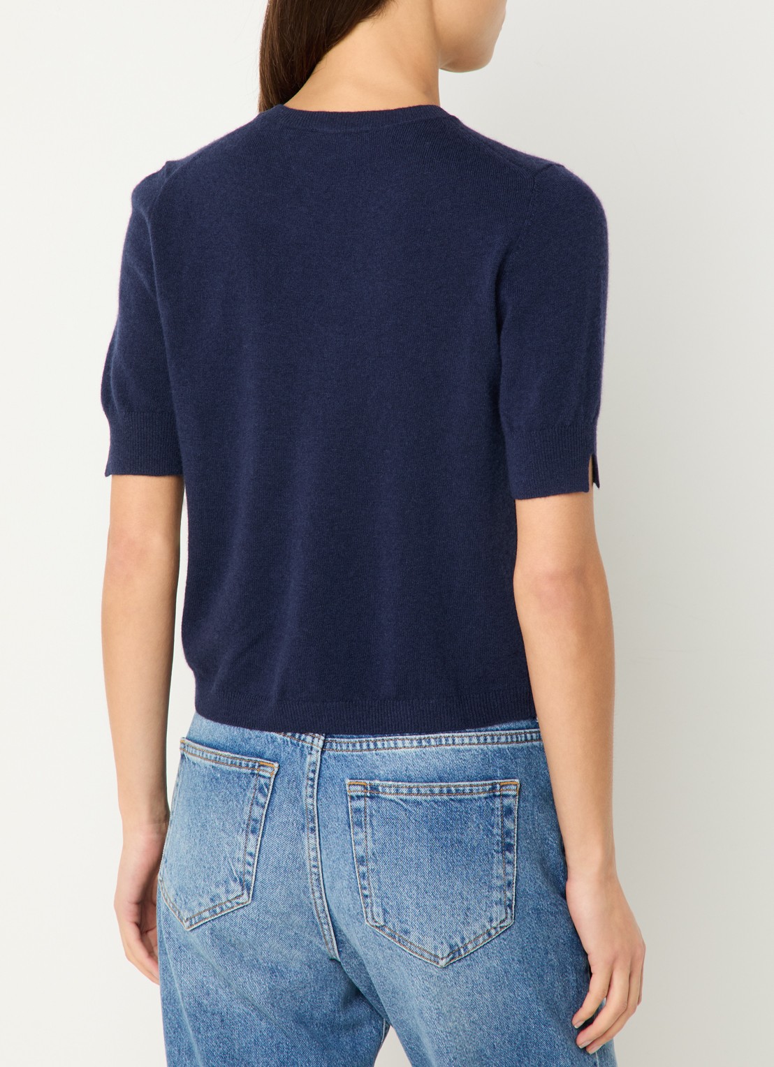 Benetton Fijngebreide top van scheerwol - achterkant blauw