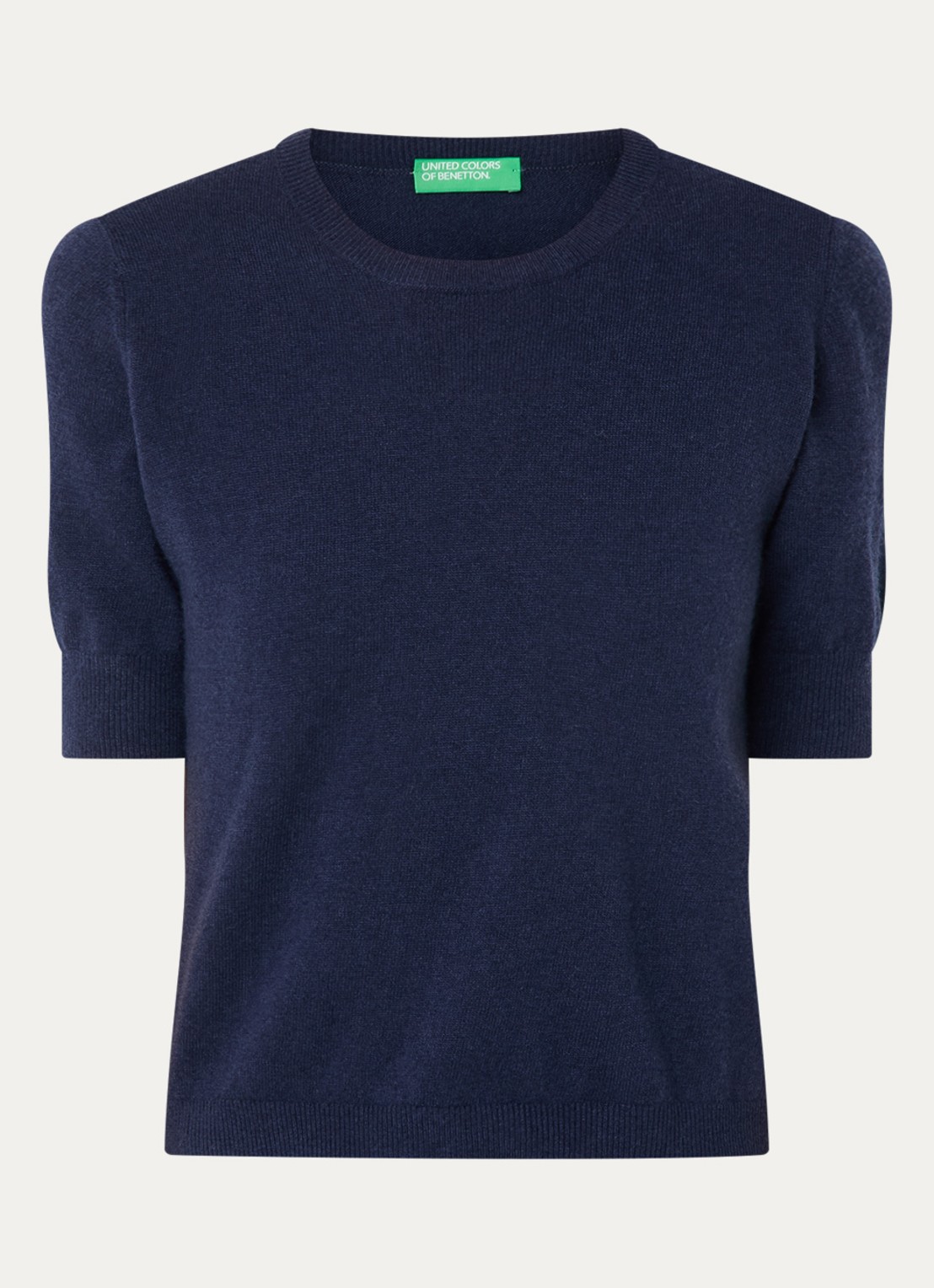 Benetton Fijngebreide top van scheerwol - voorkant 3 blauw
