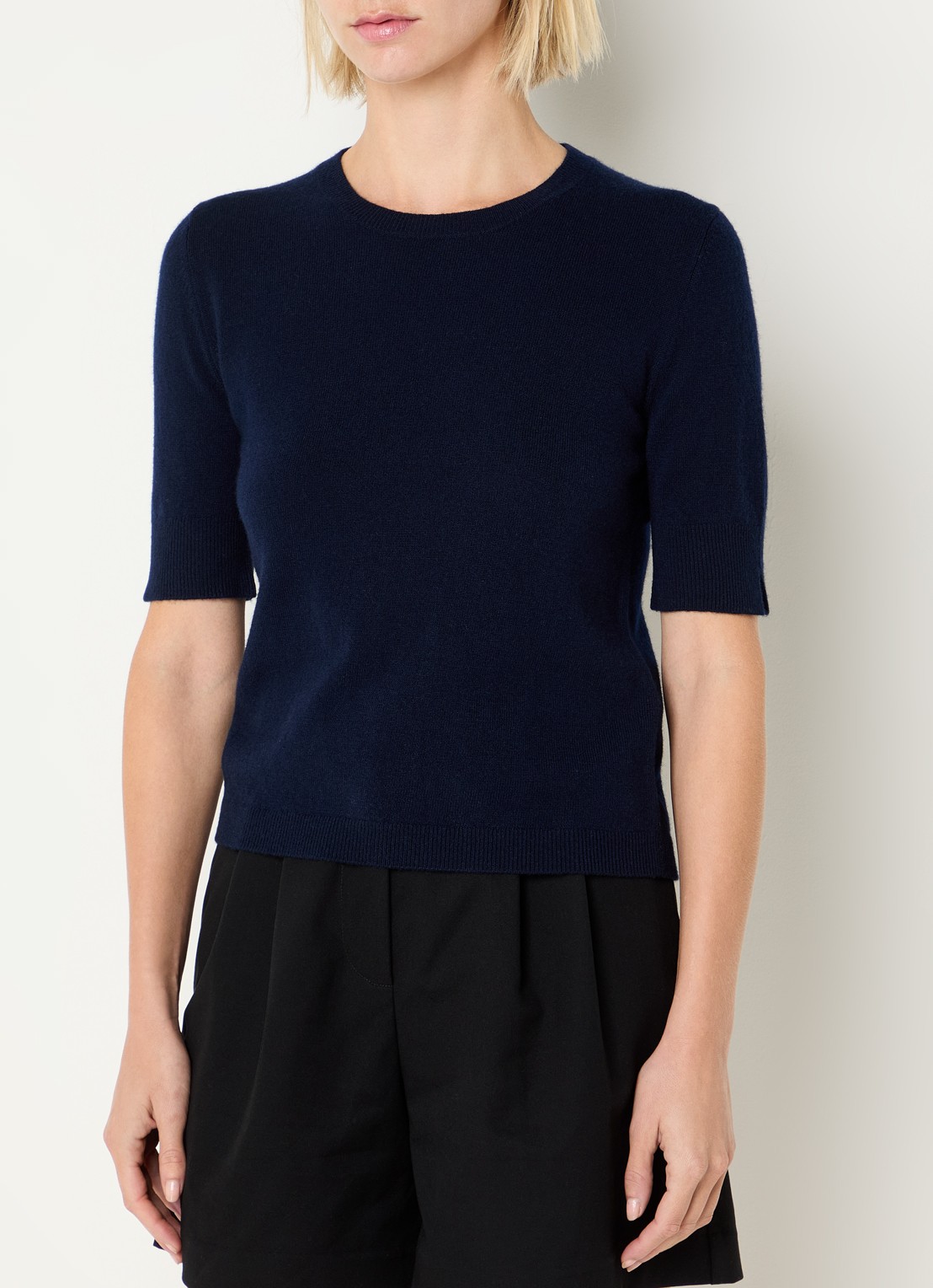 Benetton Fijngebreide top van scheerwol - detail blauw