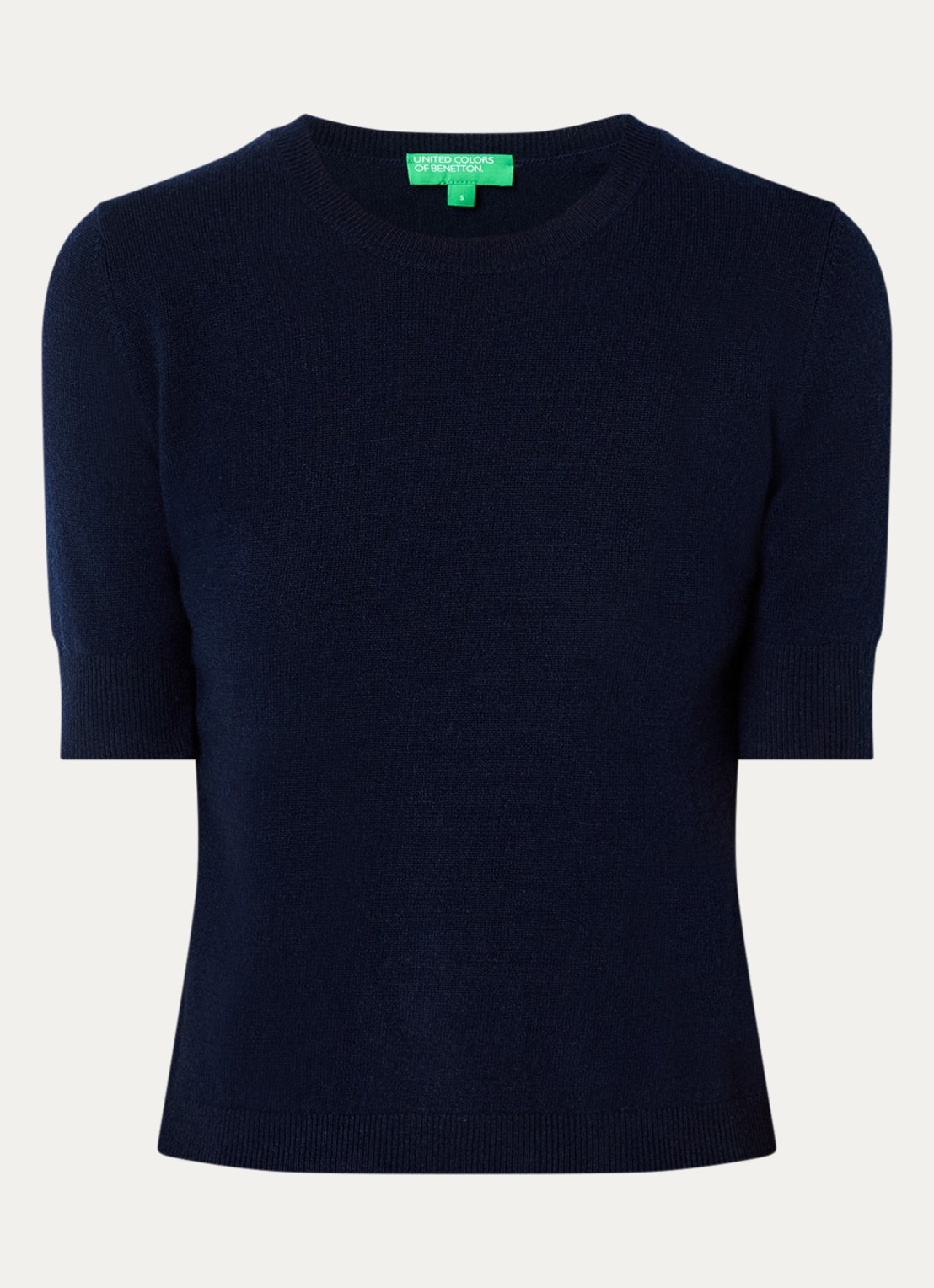Benetton Fijngebreide top van scheerwol - voorkant 3 blauw