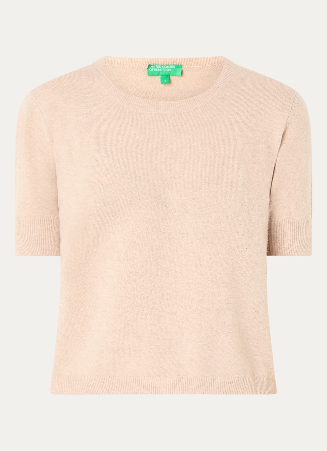 Benetton Fijngebreide top van scheerwol - voorkant 2 beige