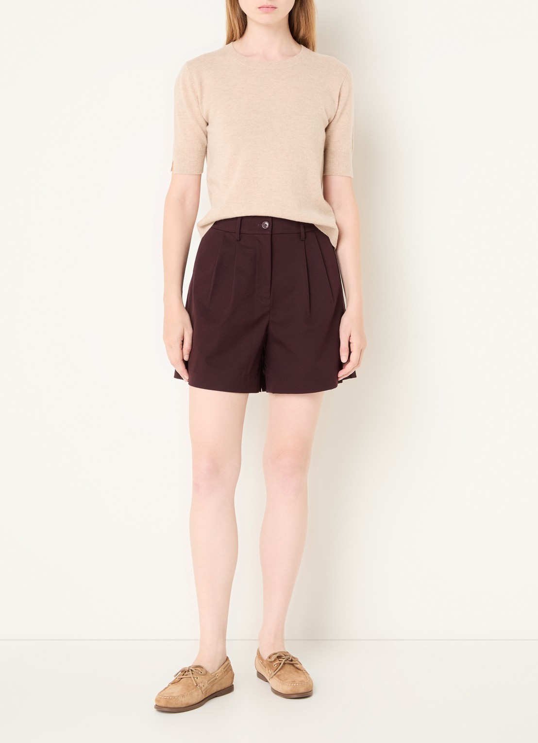 Benetton Fijngebreide top van scheerwol - voorkant 3 beige