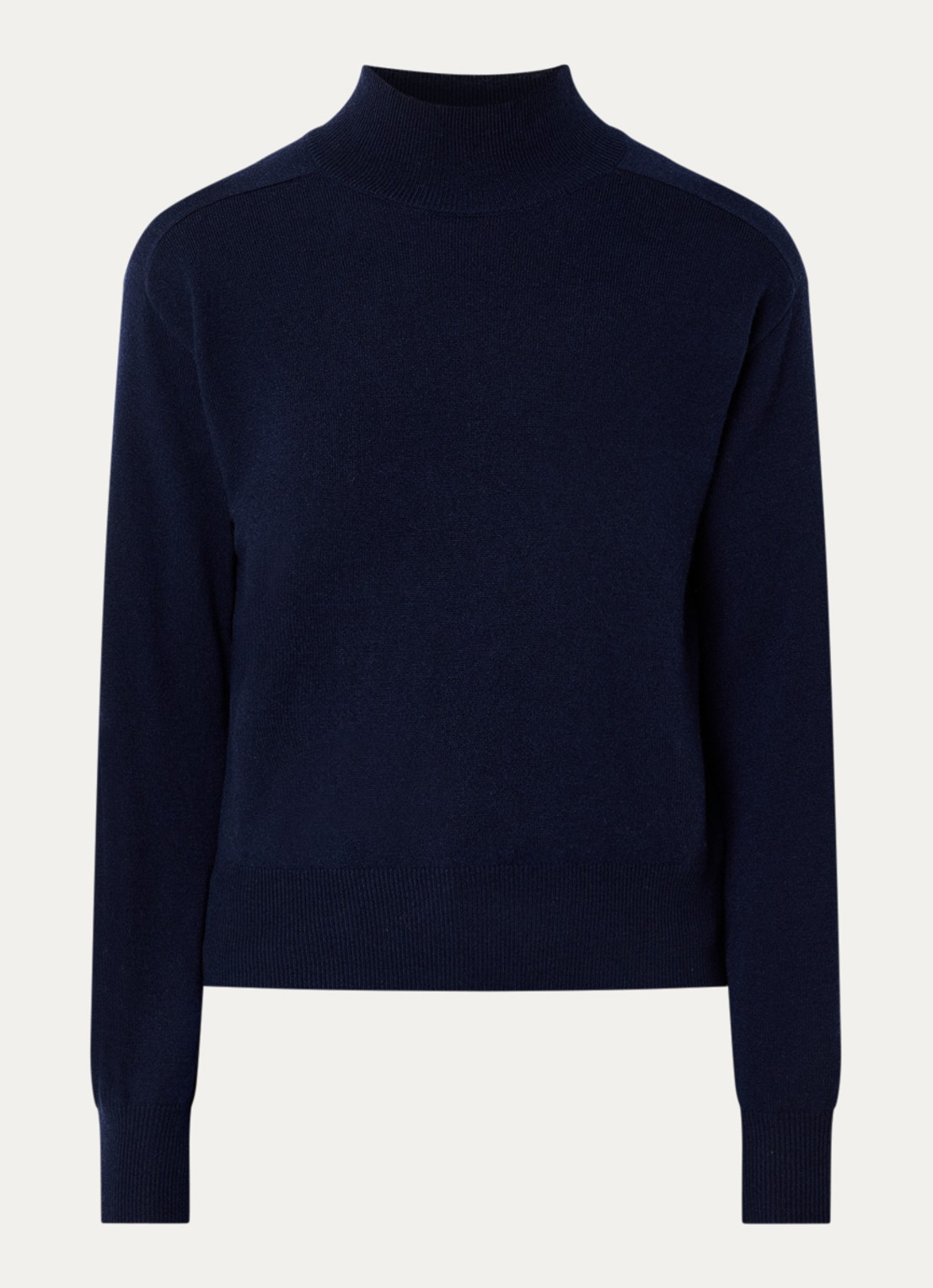 Benetton Fijngebreide trui in kasjmier wolblend met opstaande kraag - voorkant 2 donkerblauw