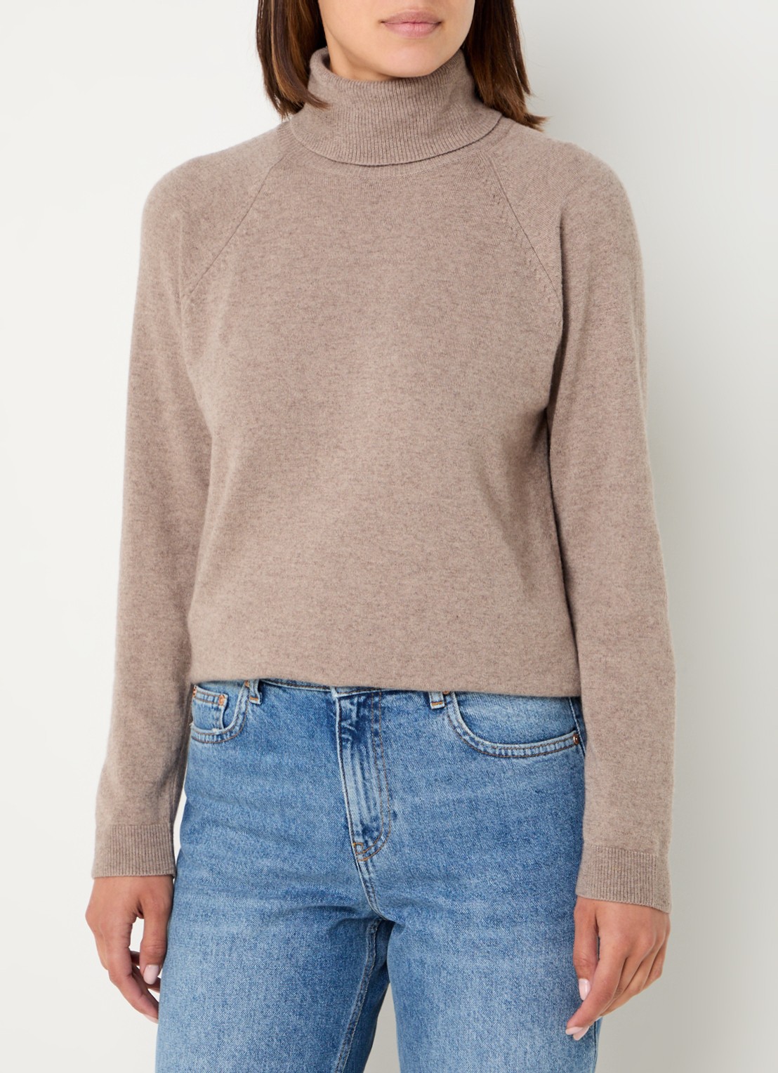Benetton Fijngebreide trui in kasjmierblend met col - detail 3 taupe