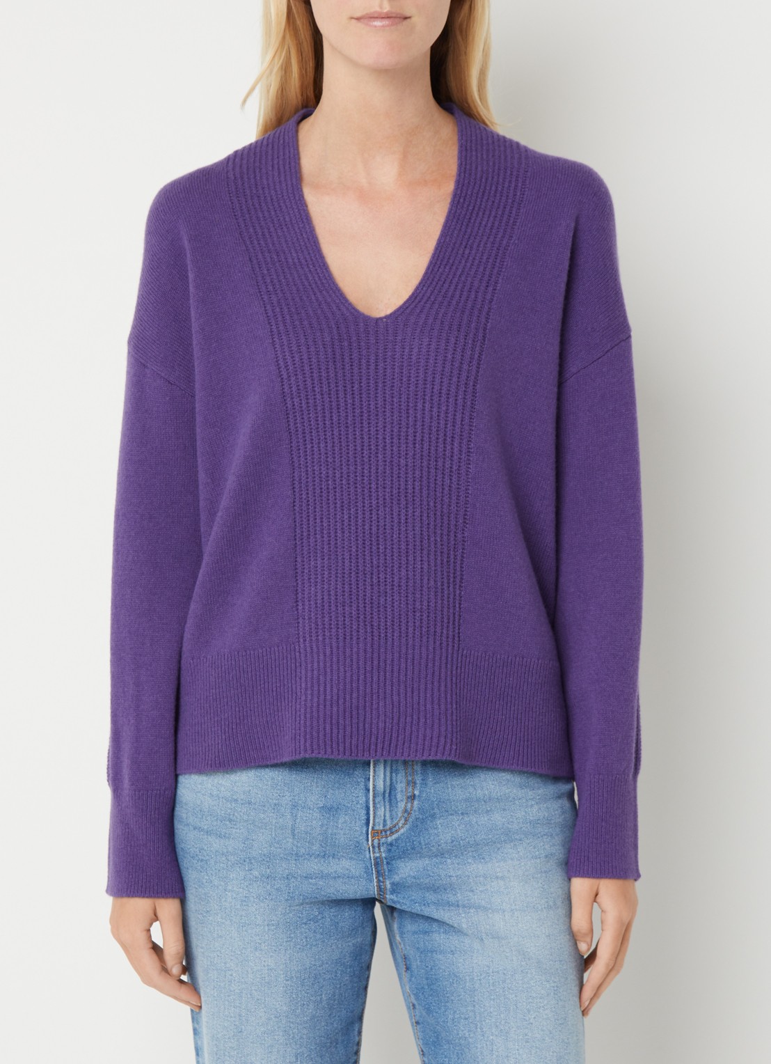 Benetton Fijngebreide trui in wolblend met col - detail 4 violet