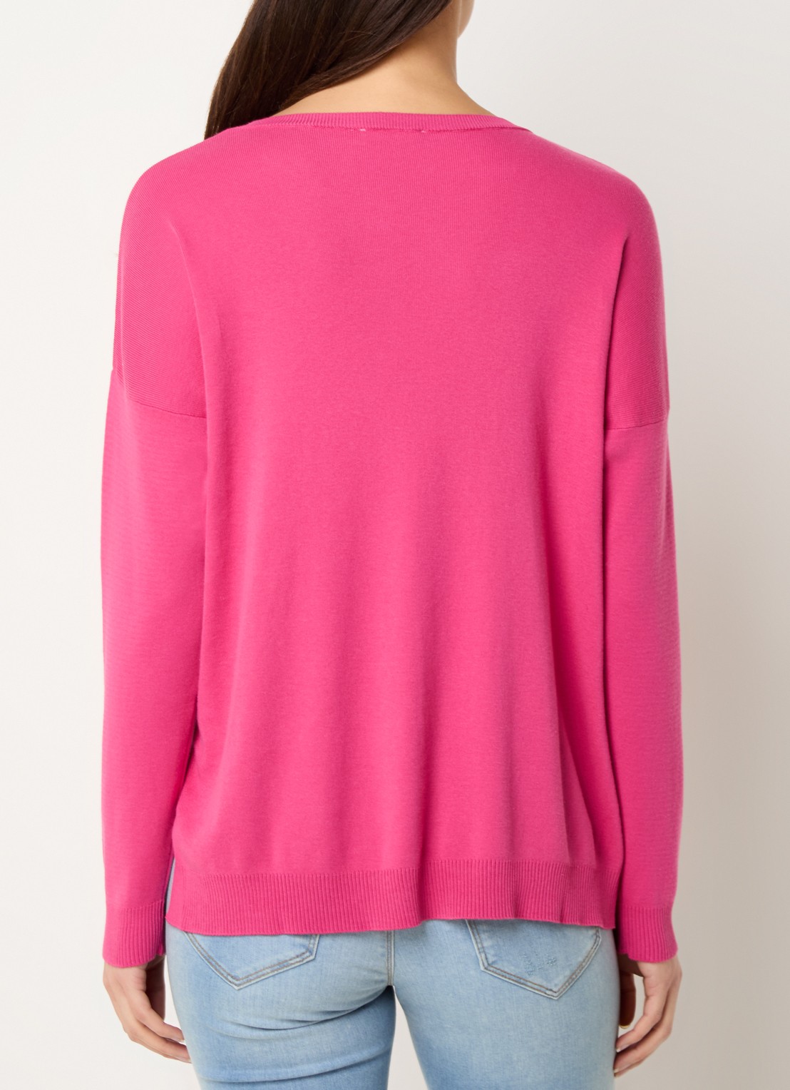 Benetton Fijngebreide trui met ronde hals - achterkant fuchsia