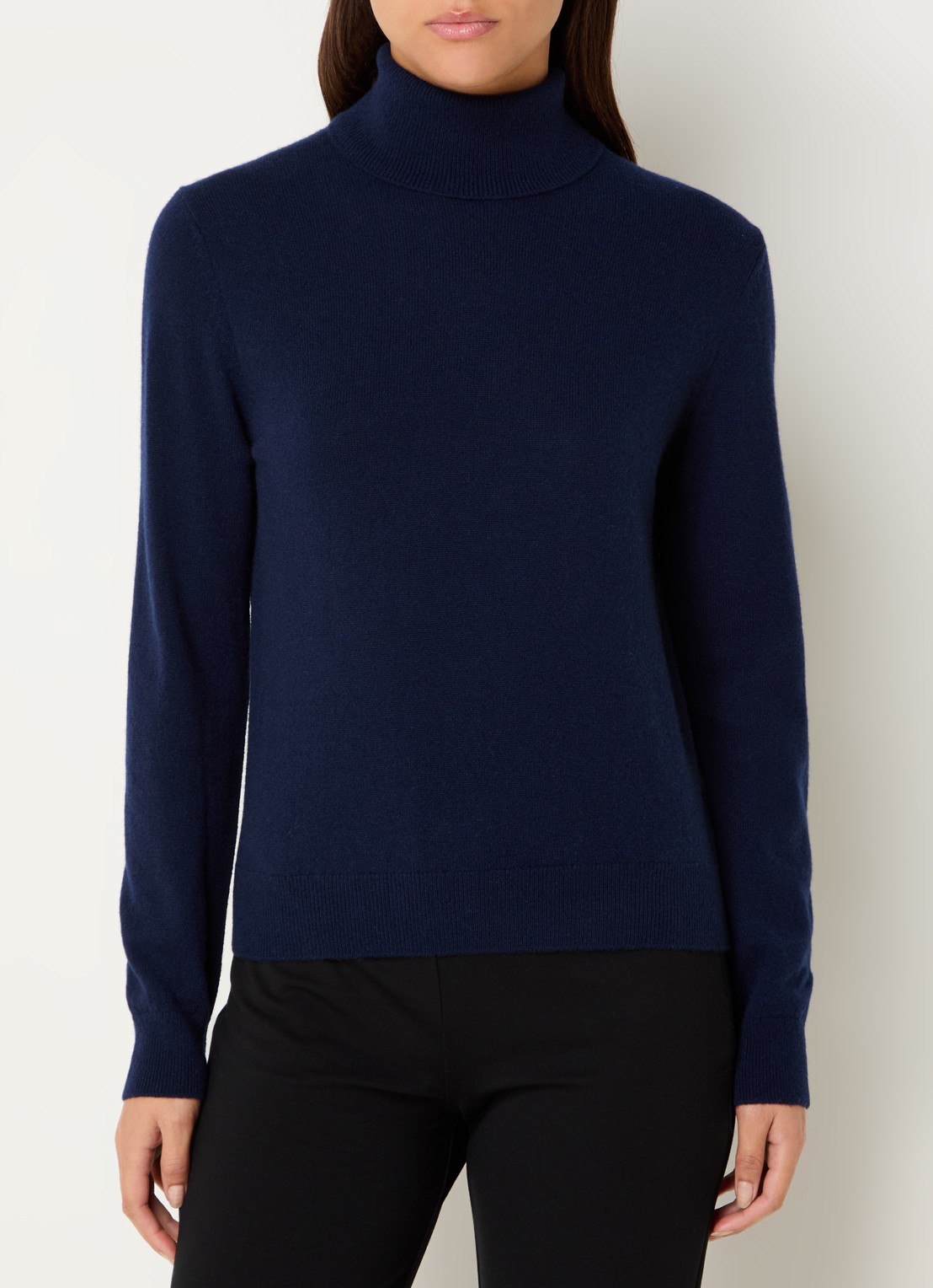 Benetton Fijngebreide trui van kasjmier met col - detail 2 donkerblauw