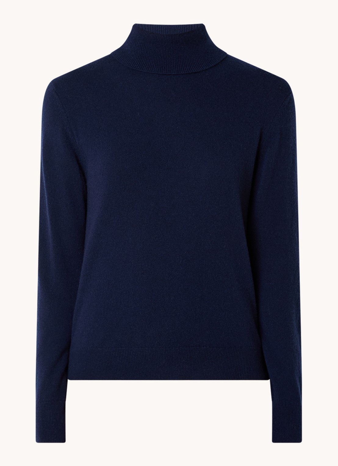 Benetton Fijngebreide trui van kasjmier met col - voorkant 3 donkerblauw