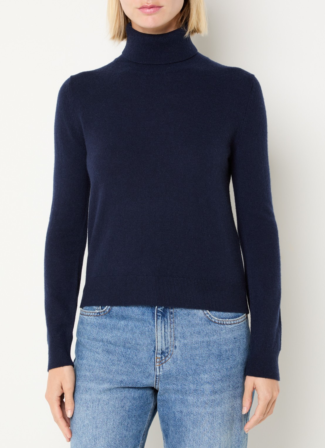 Benetton Fijngebreide trui van kasjmier met col - detail 4 royalblauw