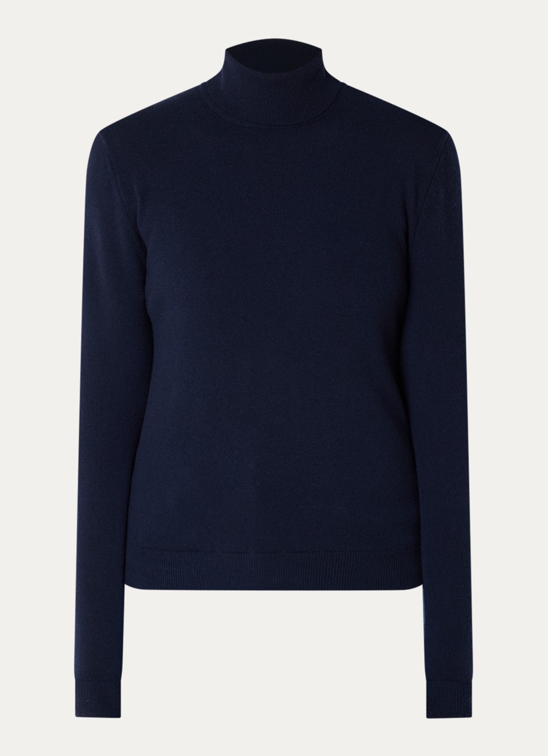 Benetton Fijngebreide trui van scheerwol met col - voorkant donkerblauw