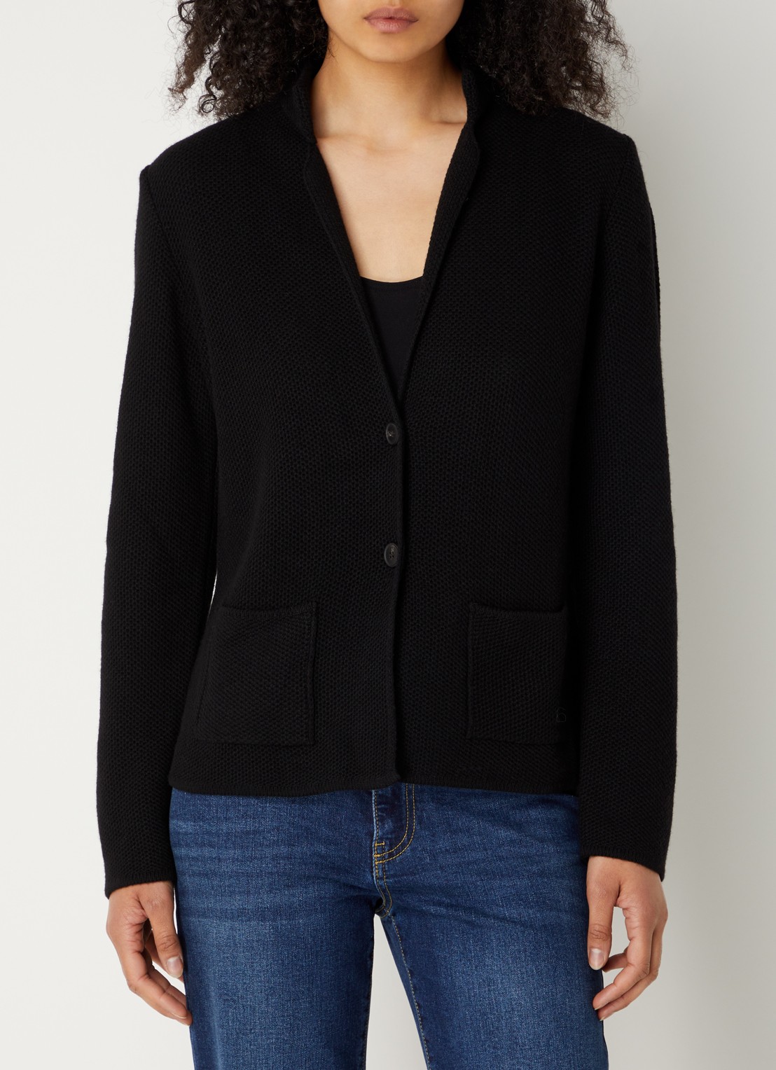 Benetton Gebreid vest in kasjmierblend met zakken - detail 3 zwart