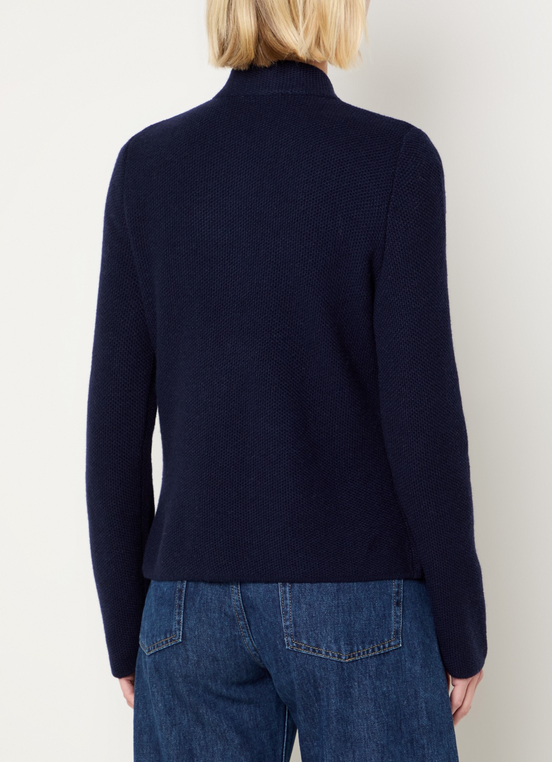Benetton Gebreid vest in kasjmierblend met zakken - achterkant 2 donkerblauw