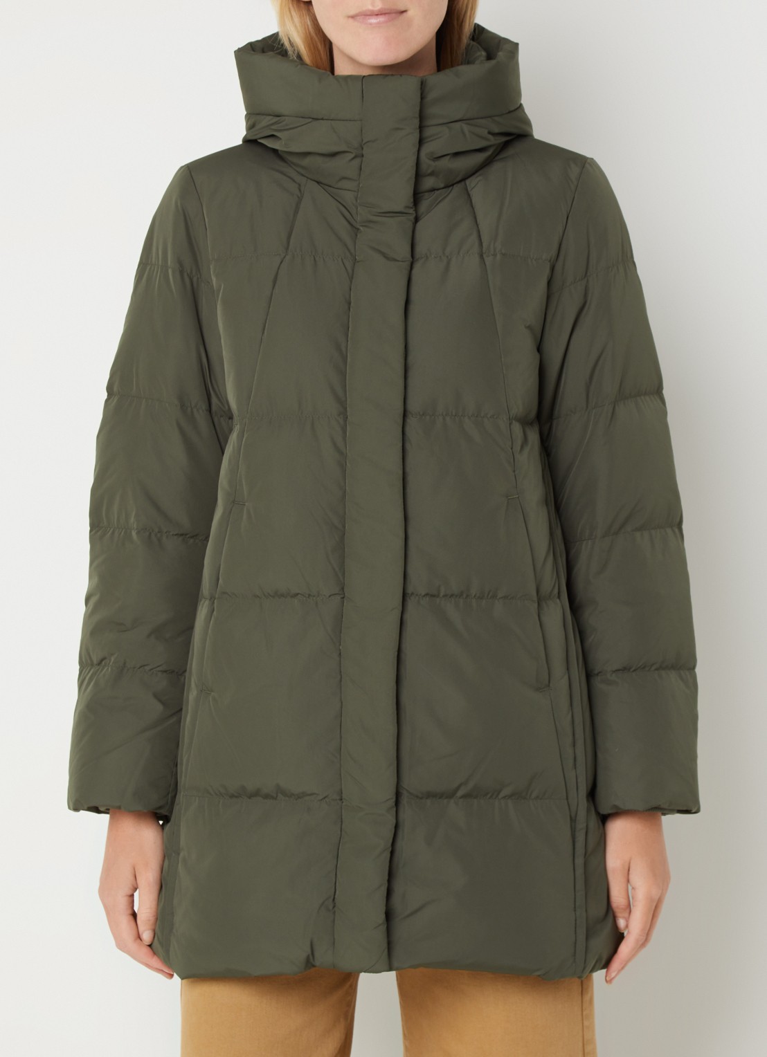 Benetton Gewatteerd jack met steekzakken en capuchon - detail 4 bronsgroen
